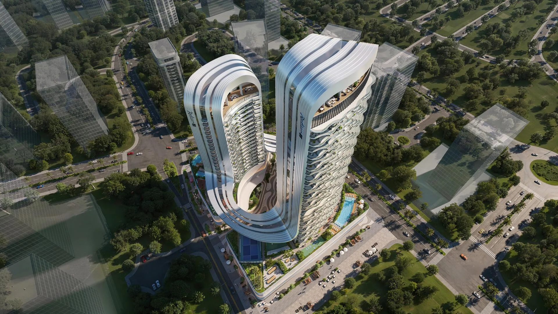 Двор Radisson Blu RAK Central сверху