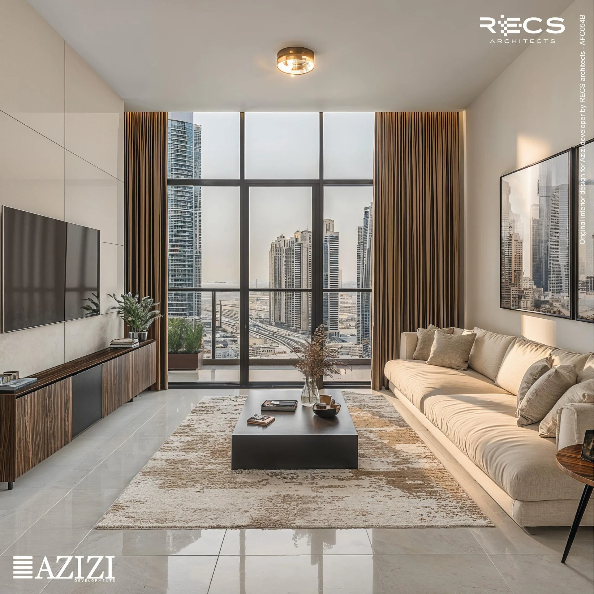 Гостиная: пример интерьера от Azizi Developments