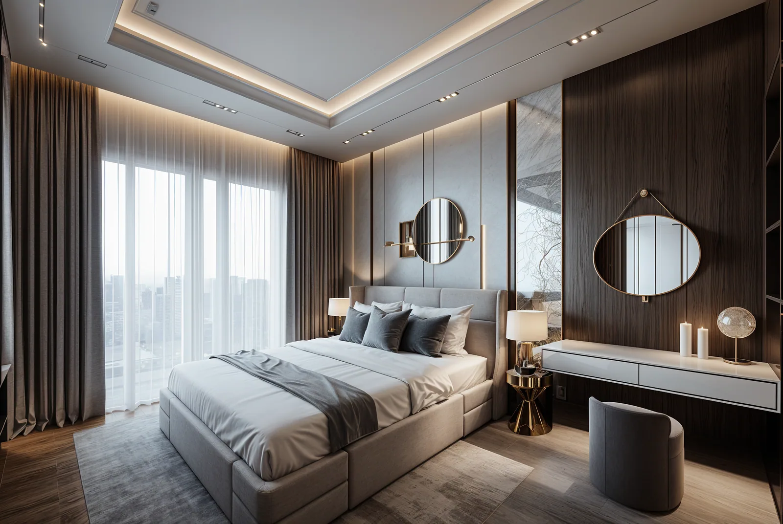 Визуализация: спальня с туалетным столиком в Rockhill Tower