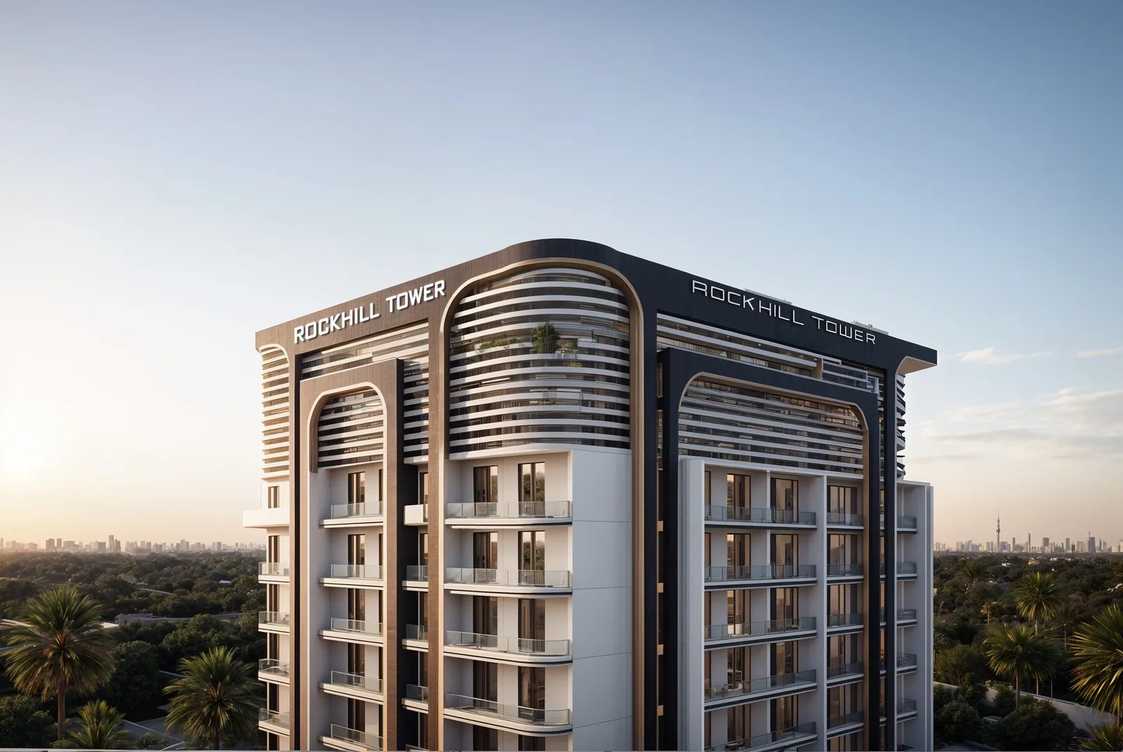 Визуализация: верхние этажи Rockhill Tower со скруглёнными углами