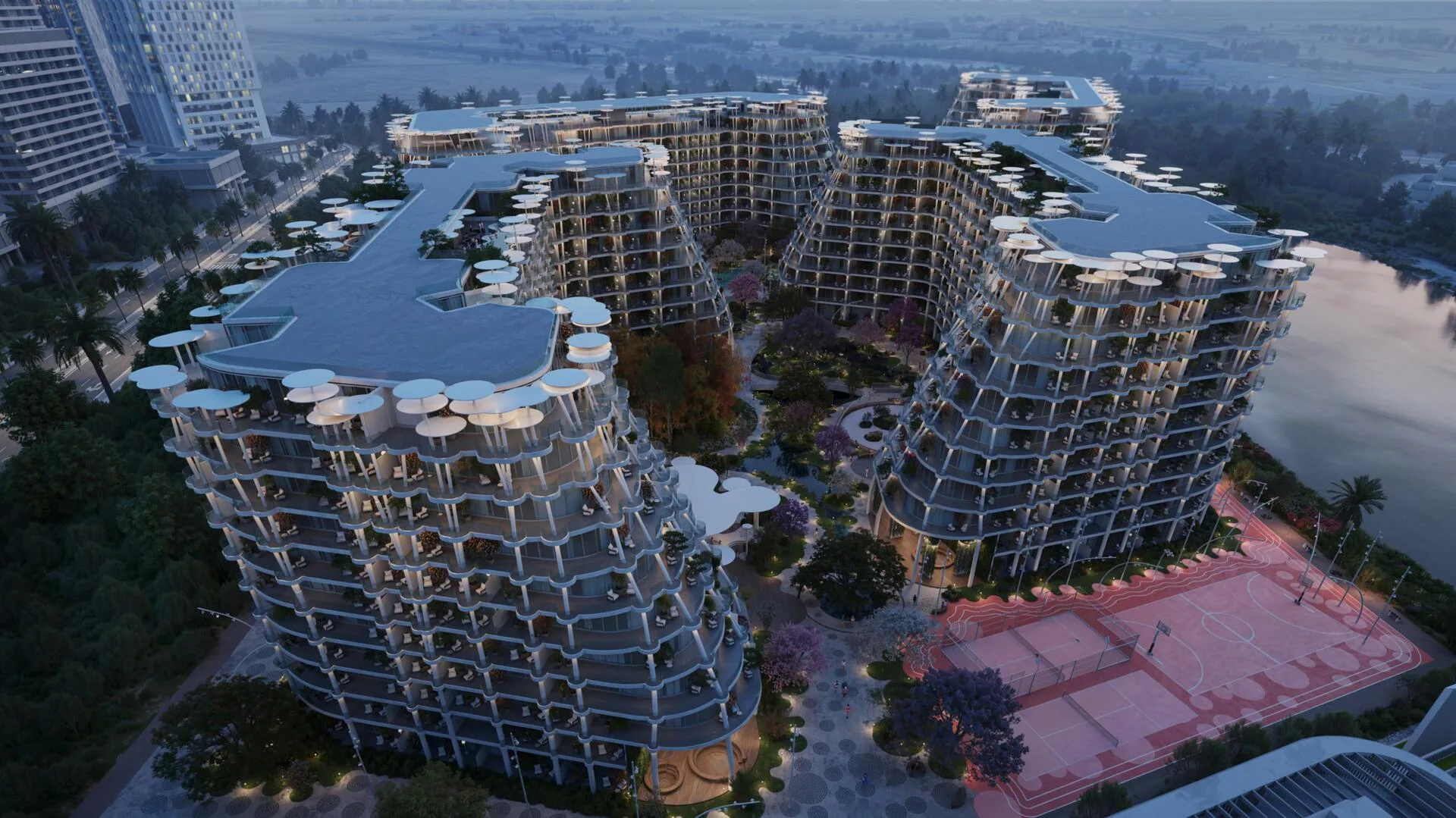 Квартал Sakura Gardens на берегу лагуны