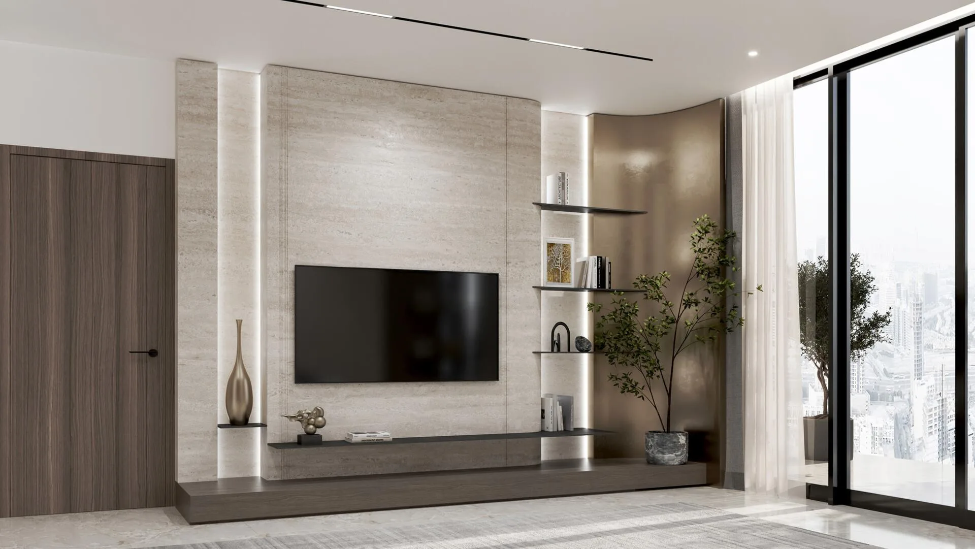 Гостиная с выходом на балкон в квартире Samana Hills South 3
