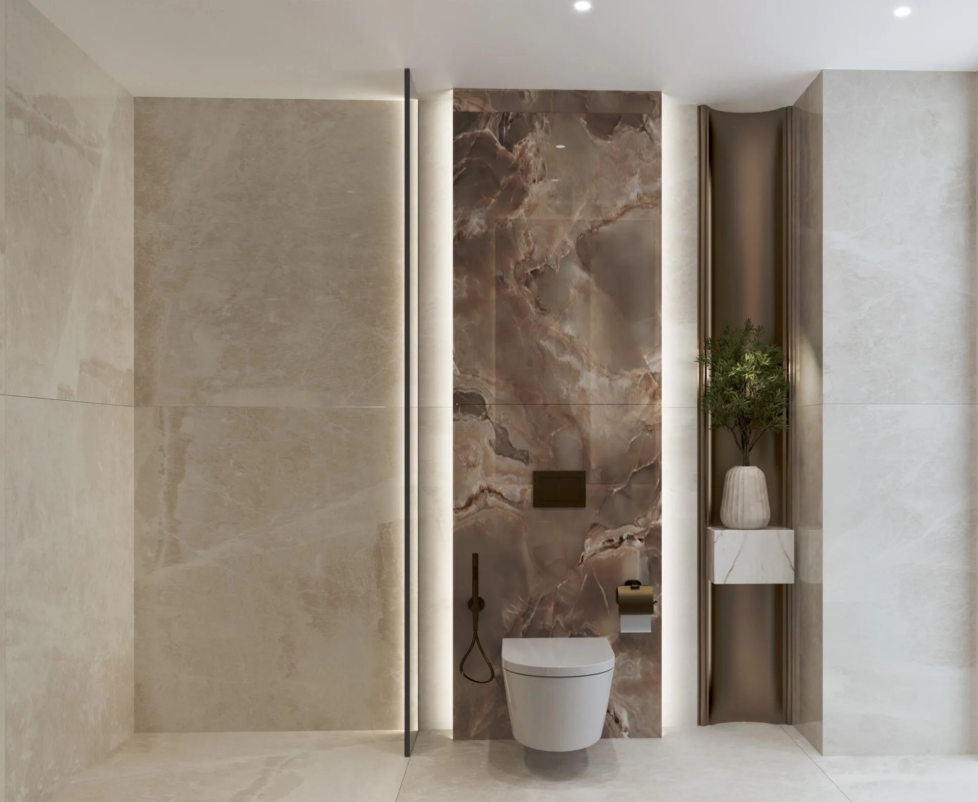 Санузел в квартире Samana Hills South 3 с каменной панелью