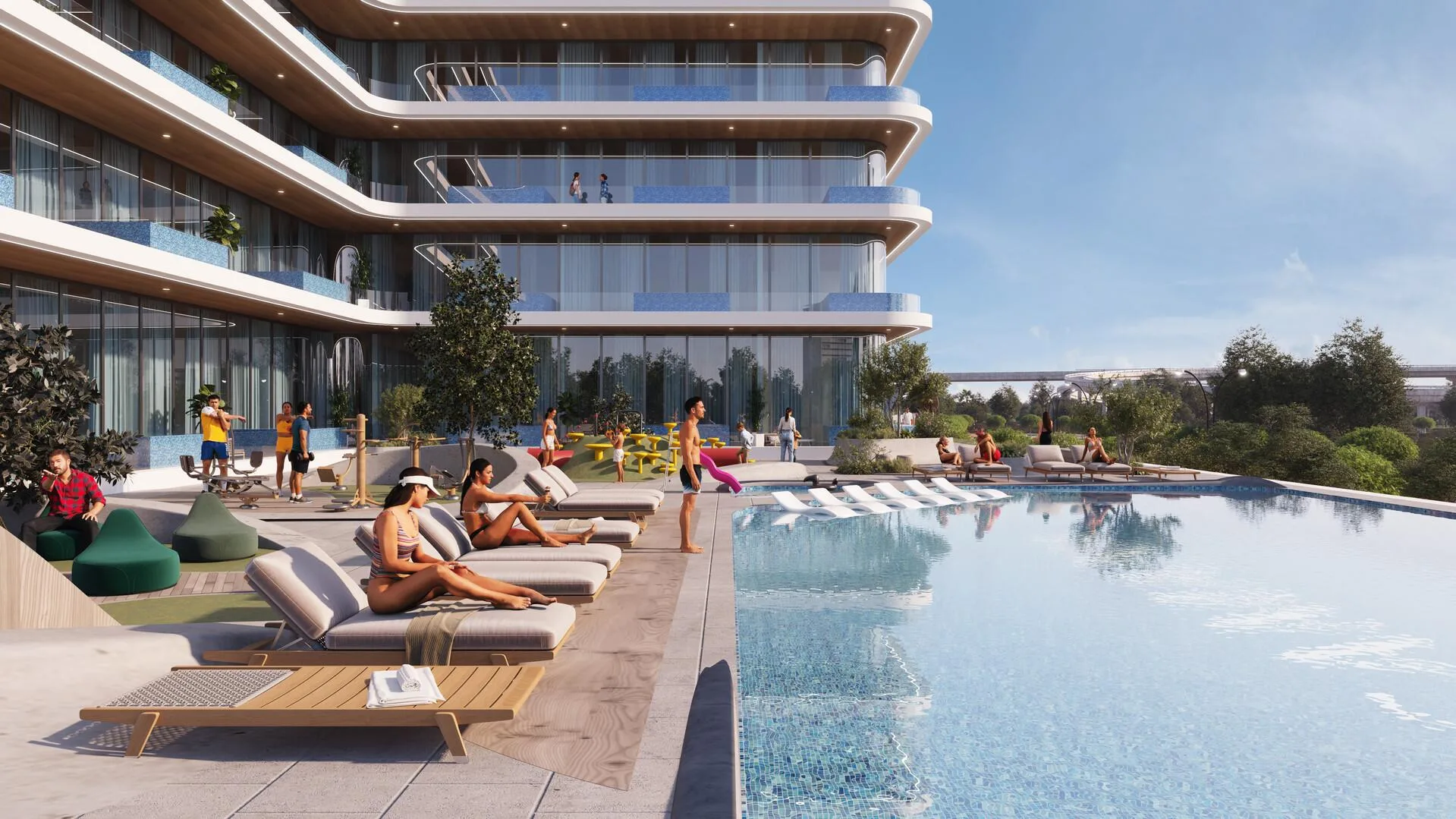 Шезлонги у главного бассейна Samana Ibiza