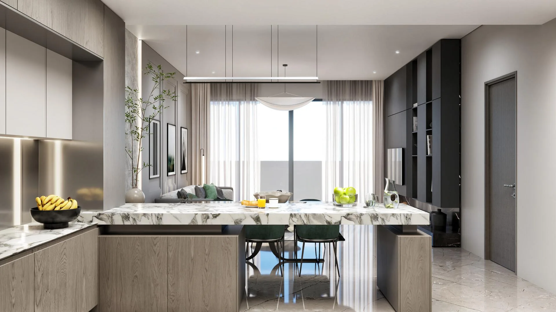 Визуализация кухни в квартире Samana Lake Views 2