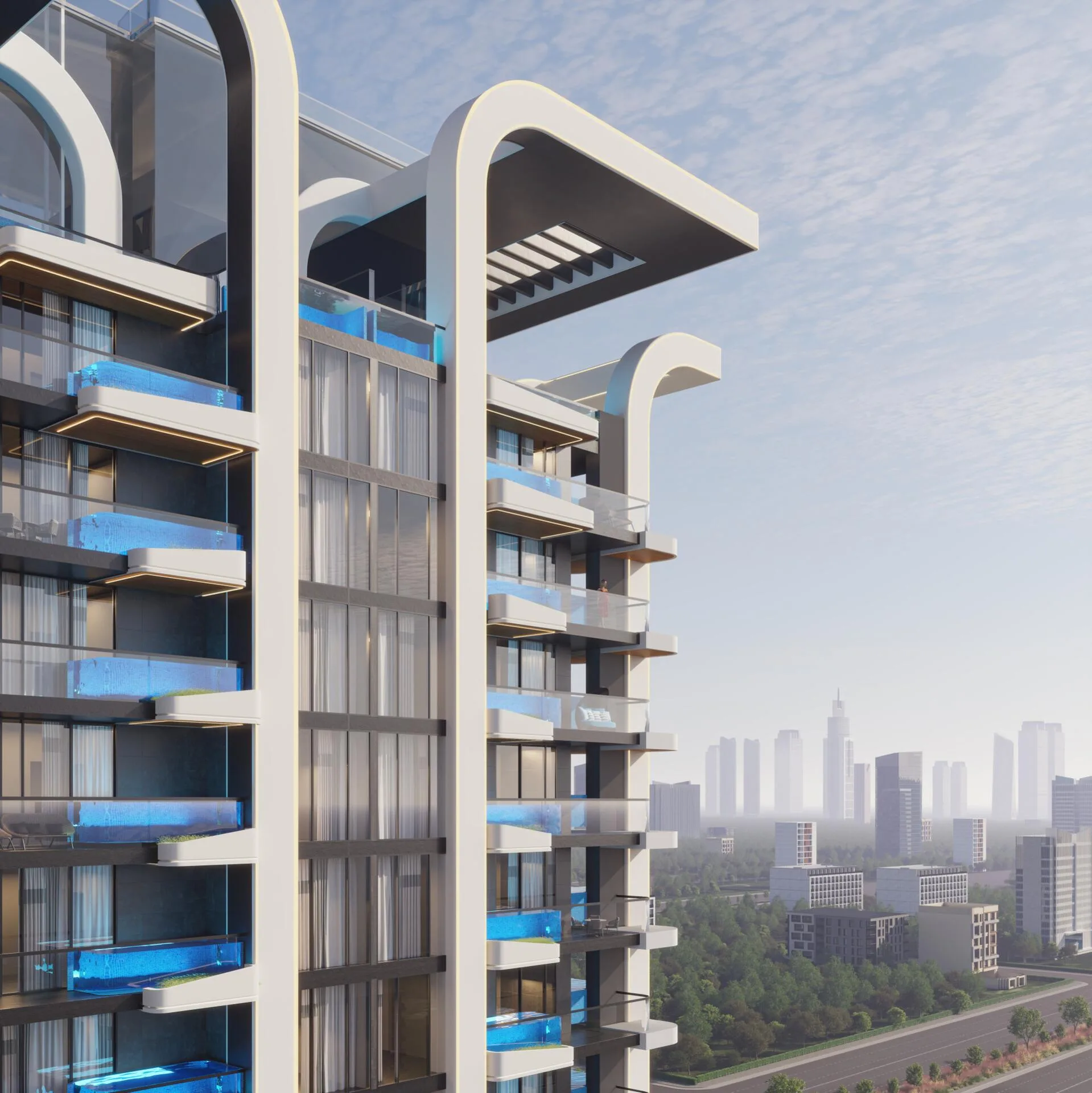 Балконы Samana Manhattan 2 с бассейнами