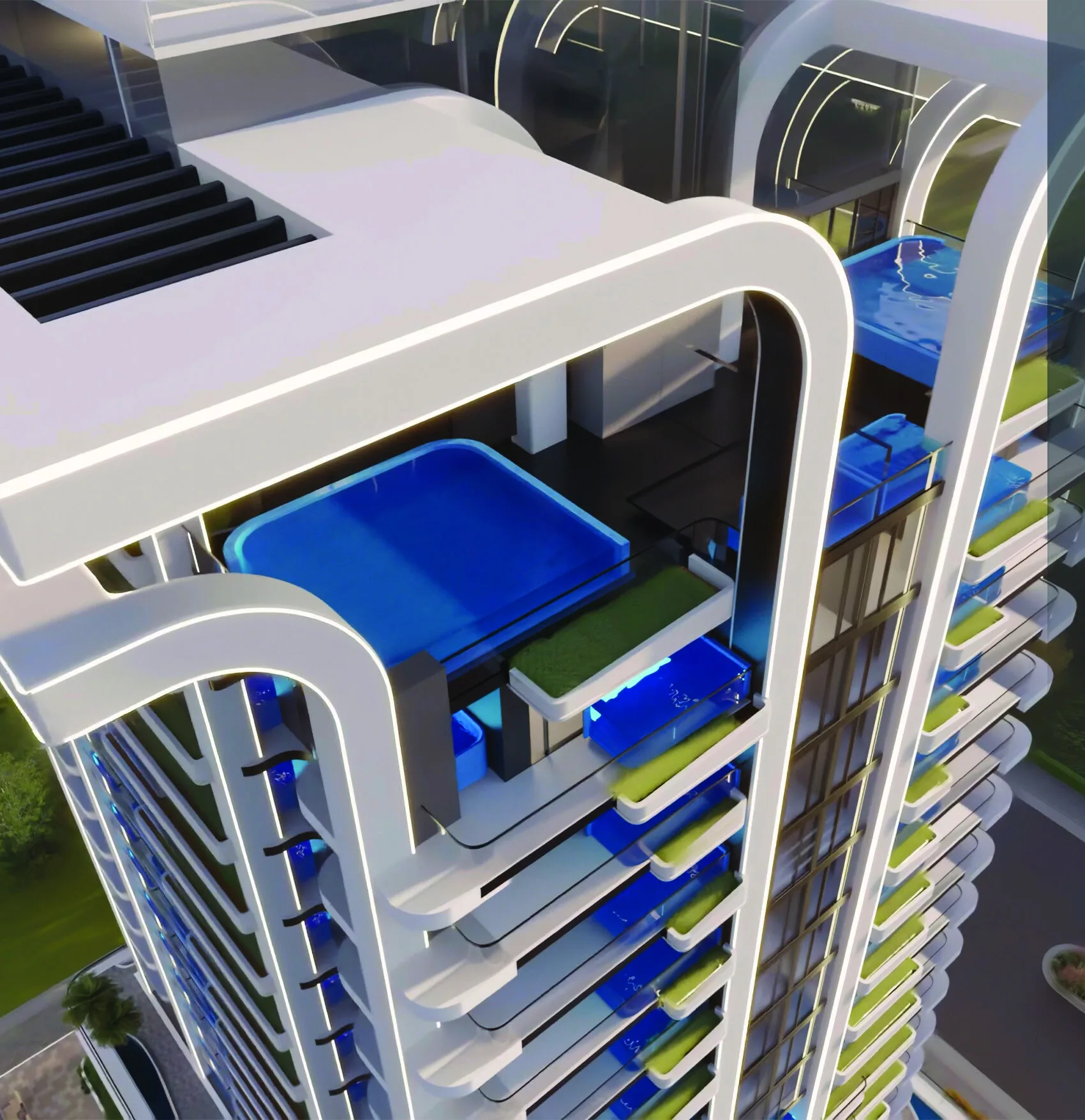 Бассейн на балконе Samana Manhattan 2 сверху