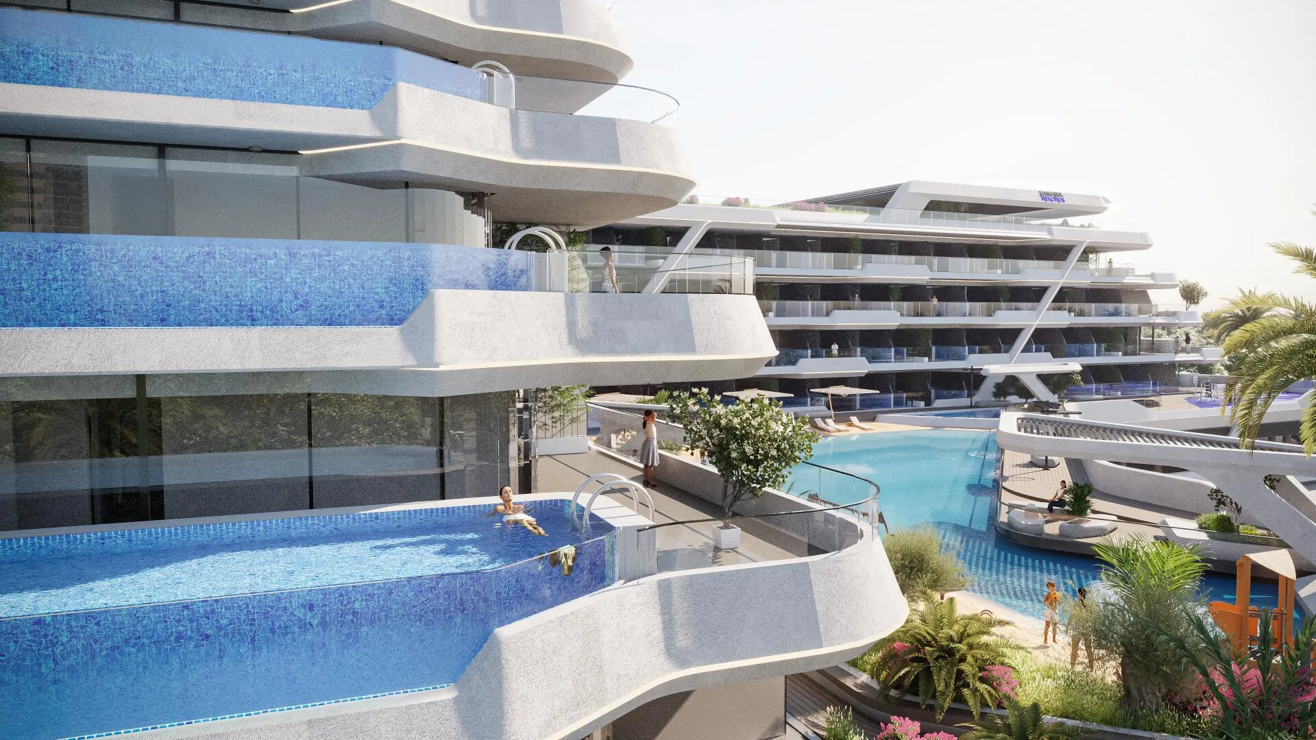 Собственный бассейн квартиры в Samana Mykonos