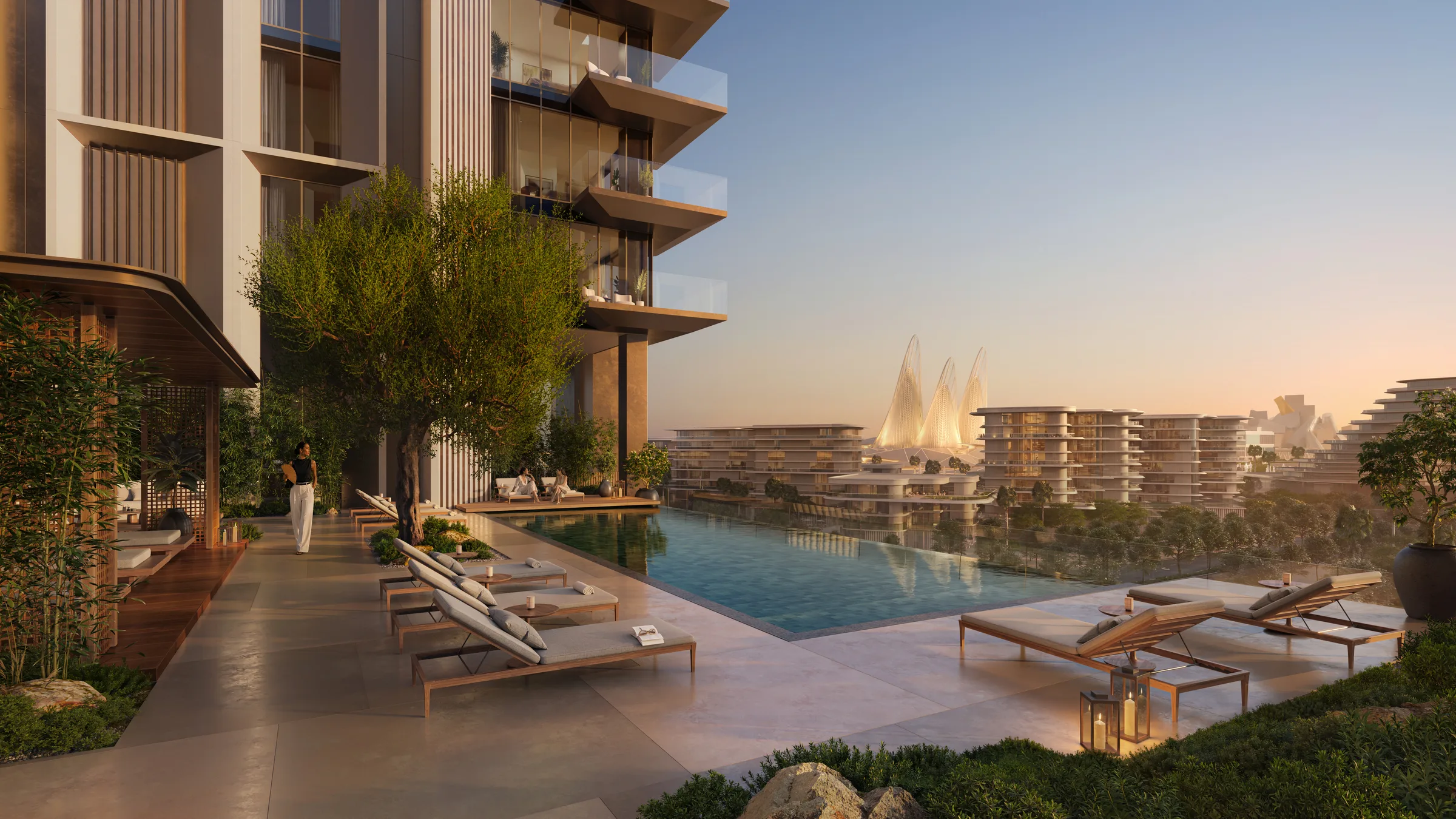 Бассейн на крыше Sei Saadiyat с видом на Культурный район