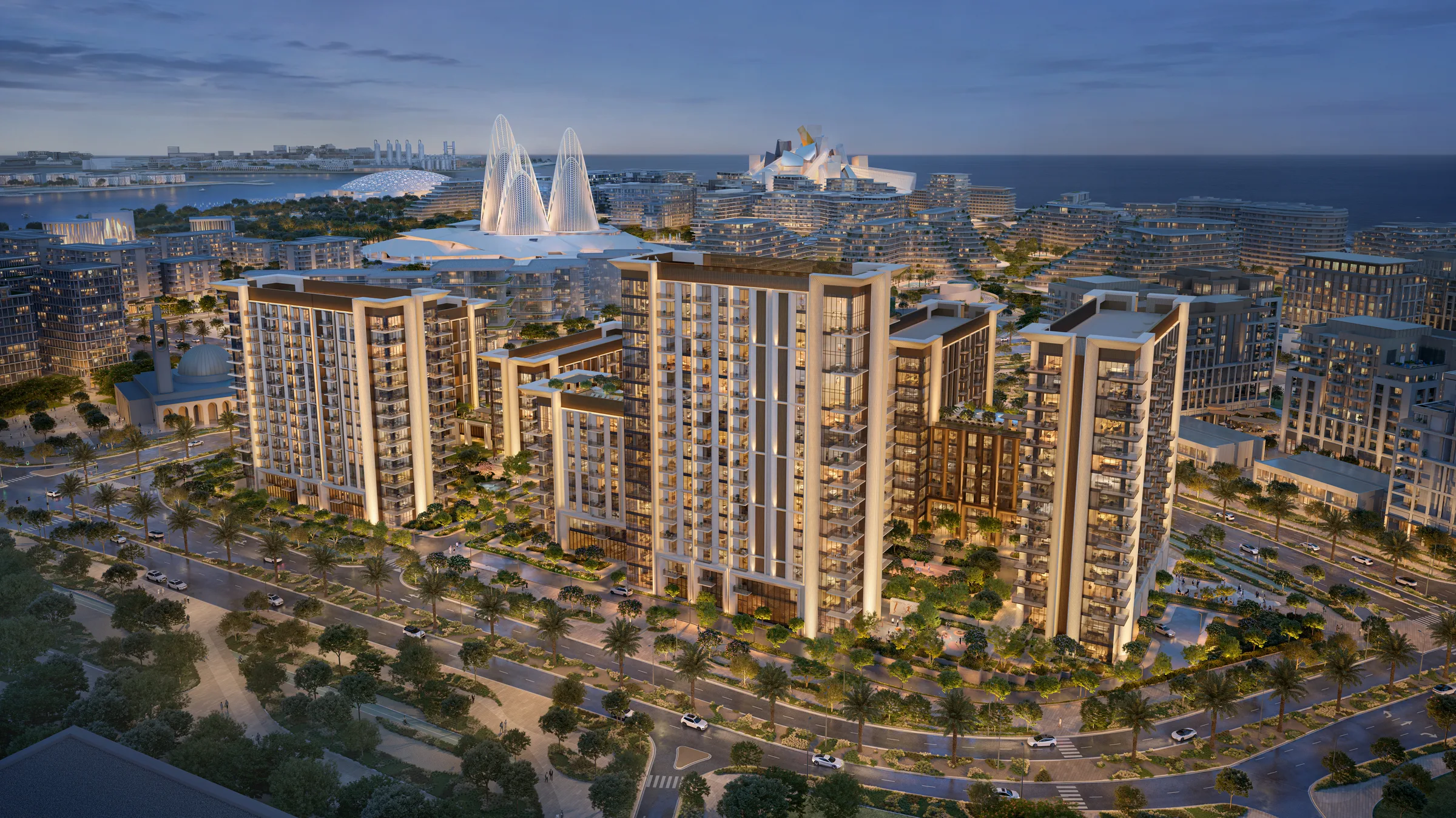 Квартал Sei Saadiyat на фоне музеев Культурного района