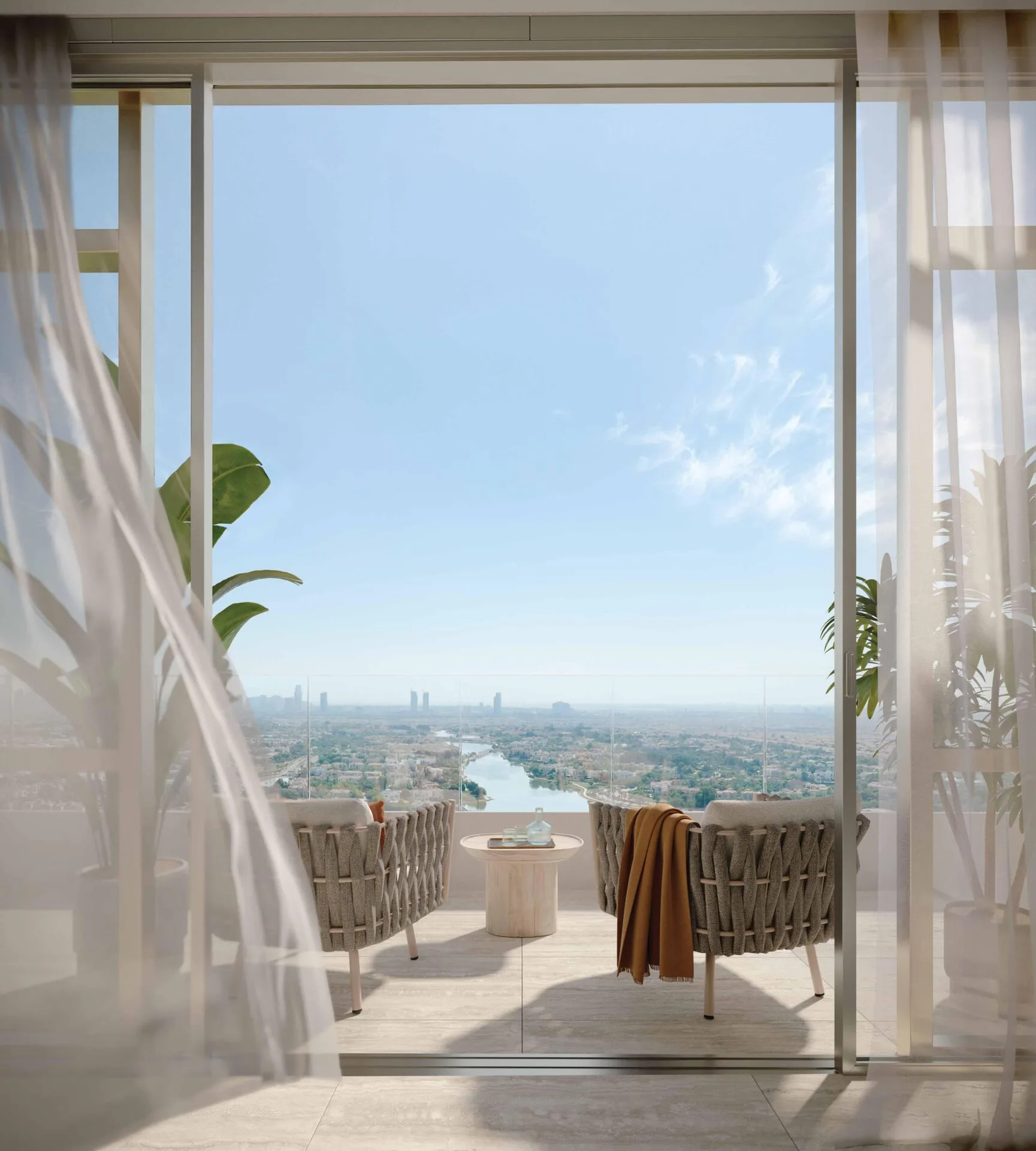 Вид с балкона на озёра Jumeirah Islands