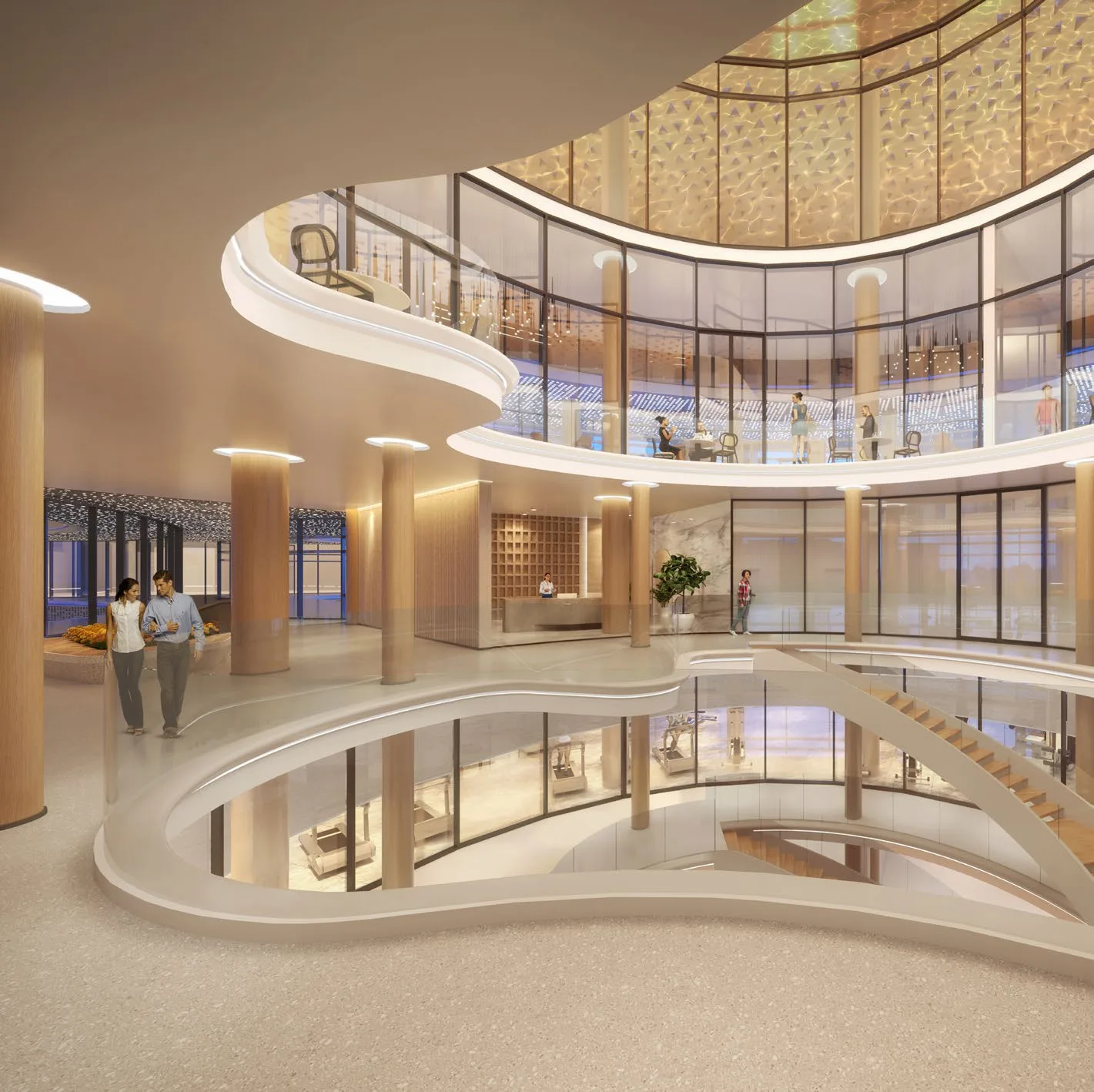 Холл клуба Serenia Signature Clubhouse с галереями этажей