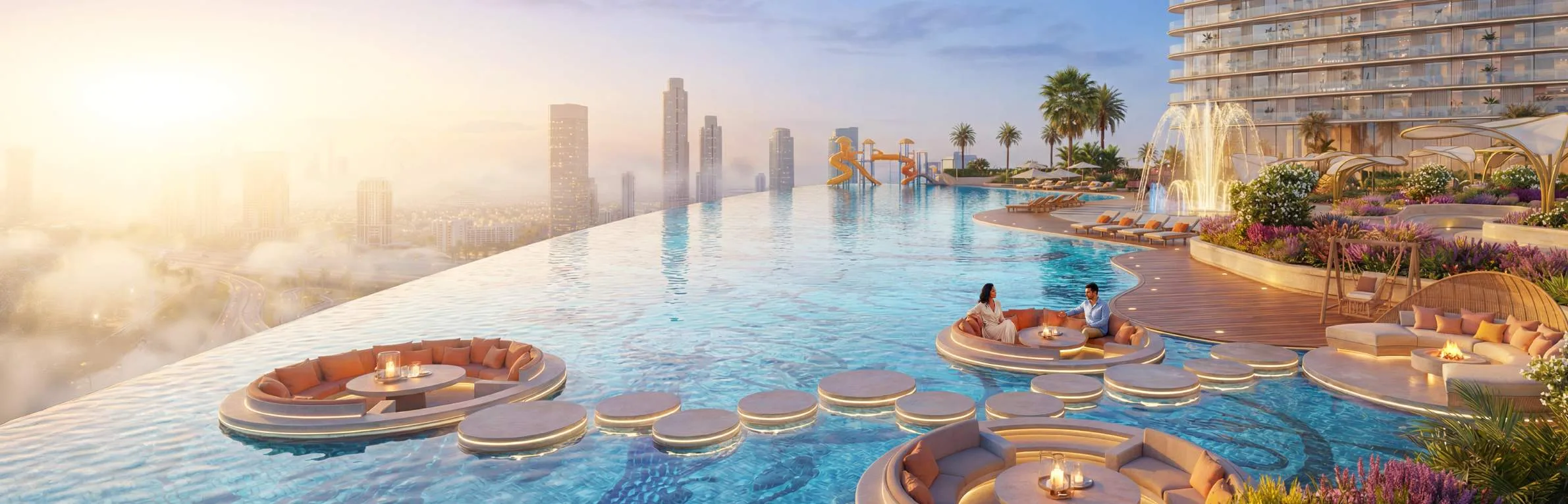 Бассейн Serenity Pool в Serenz by Danube с видом на город