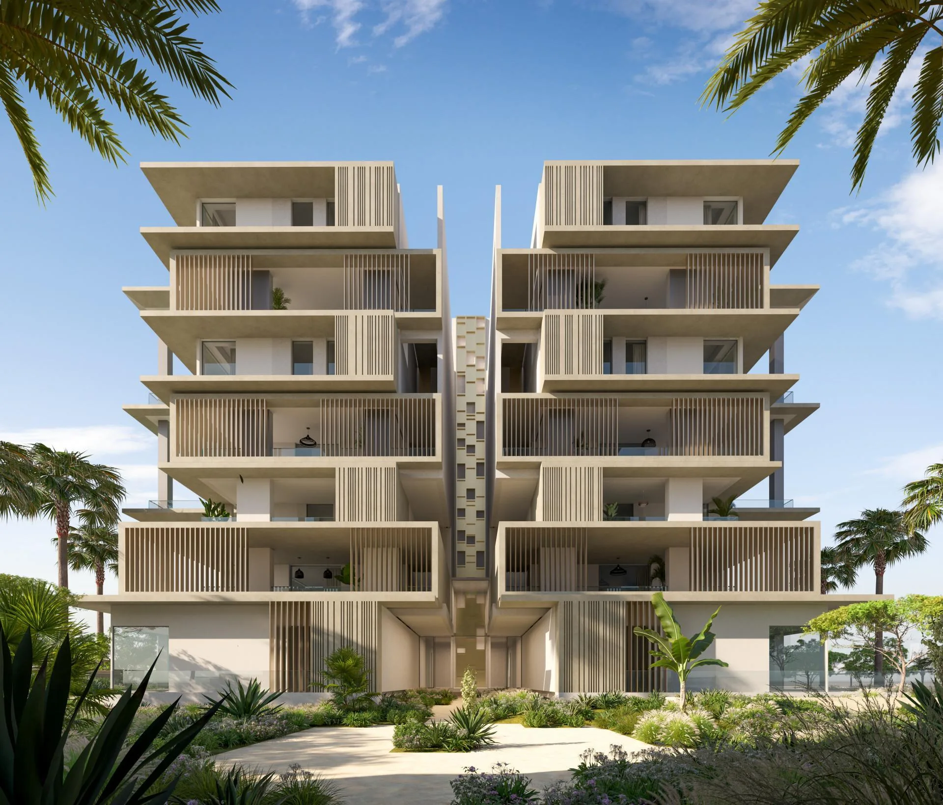 Фасад корпуса Six Senses Residences с террасами