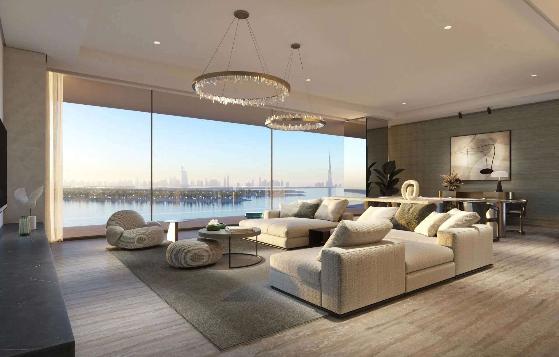 Гостиная Royal Penthouse с панорамными окнами