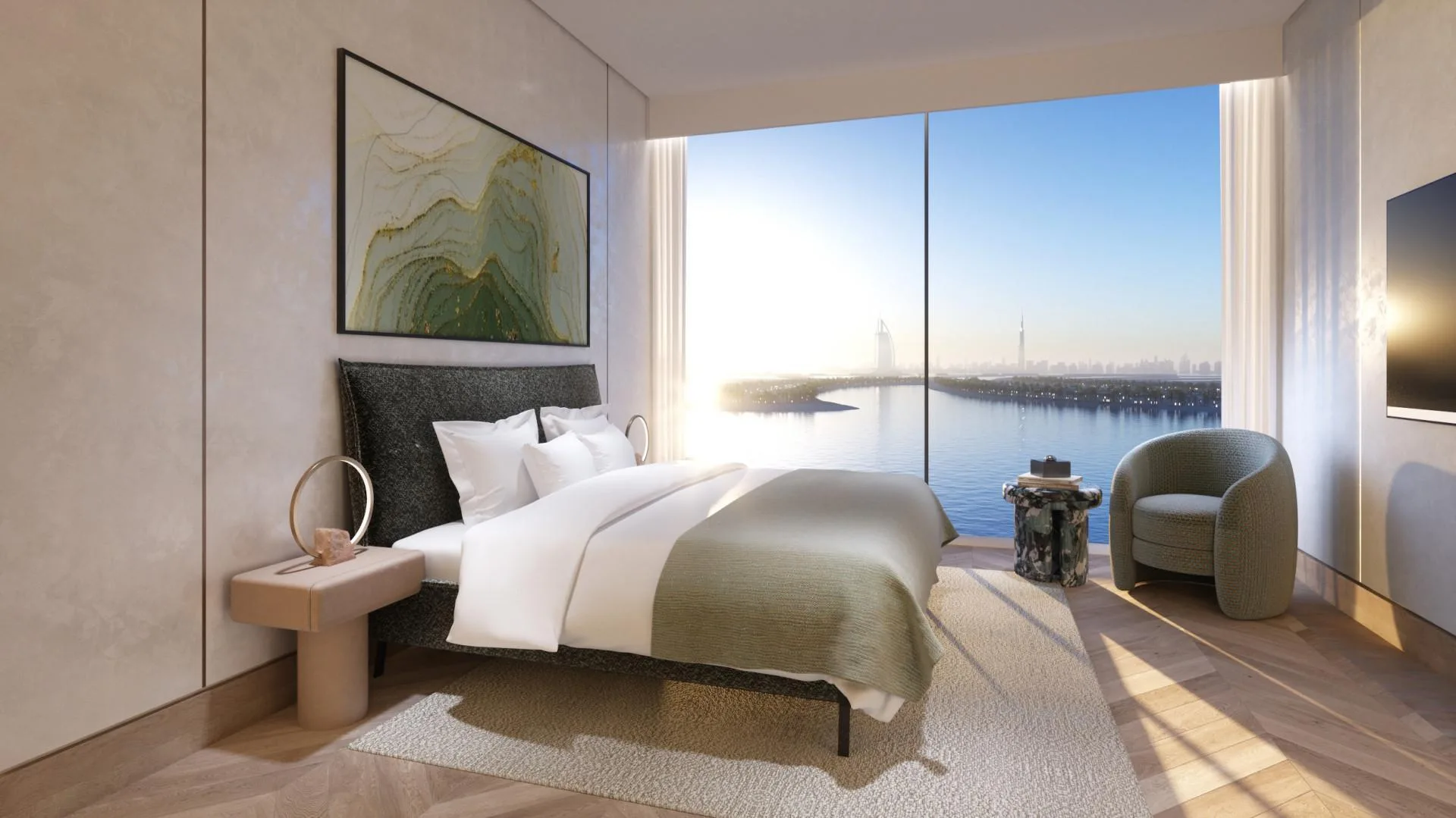 Спальня Royal Penthouse с видом на воду