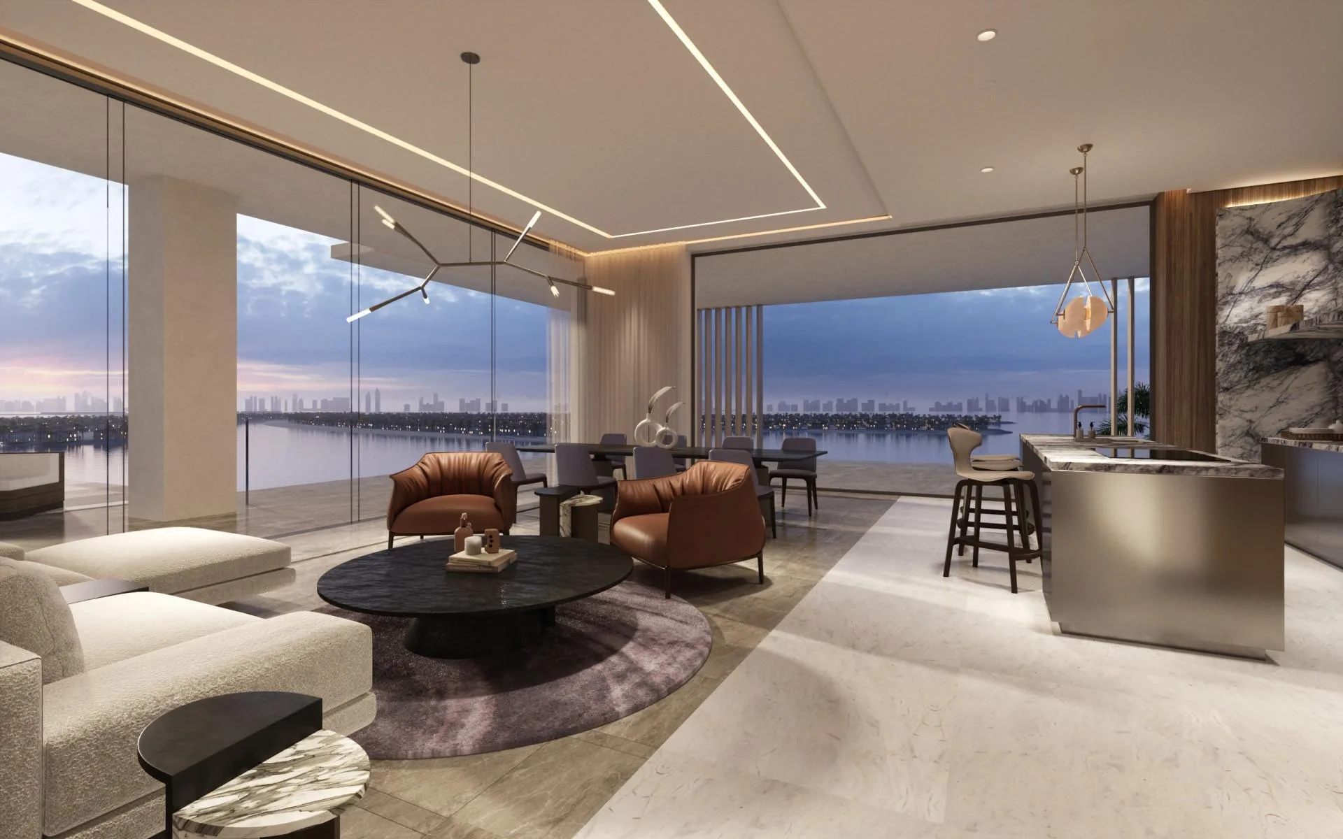 Гостиная Sky Villa с видом на воду
