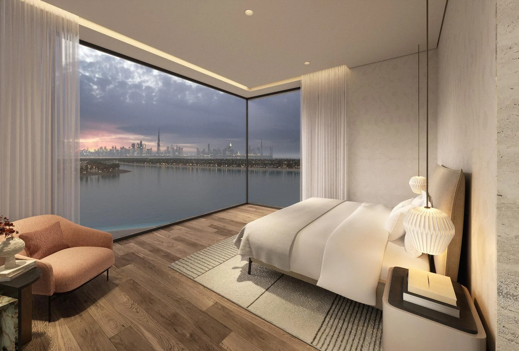 Спальня Sky Villa с угловым окном на город