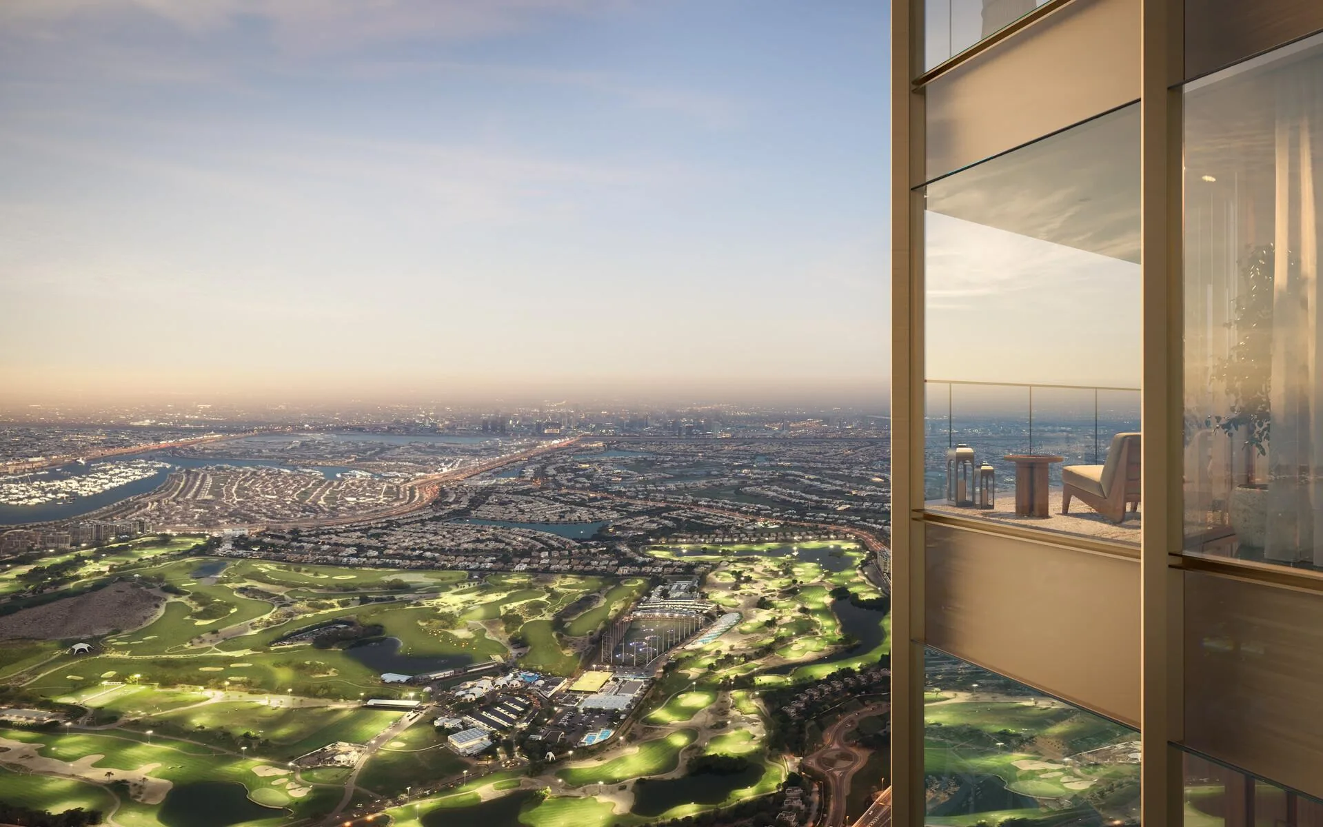 Вид с балкона на поле Emirates Golf Course