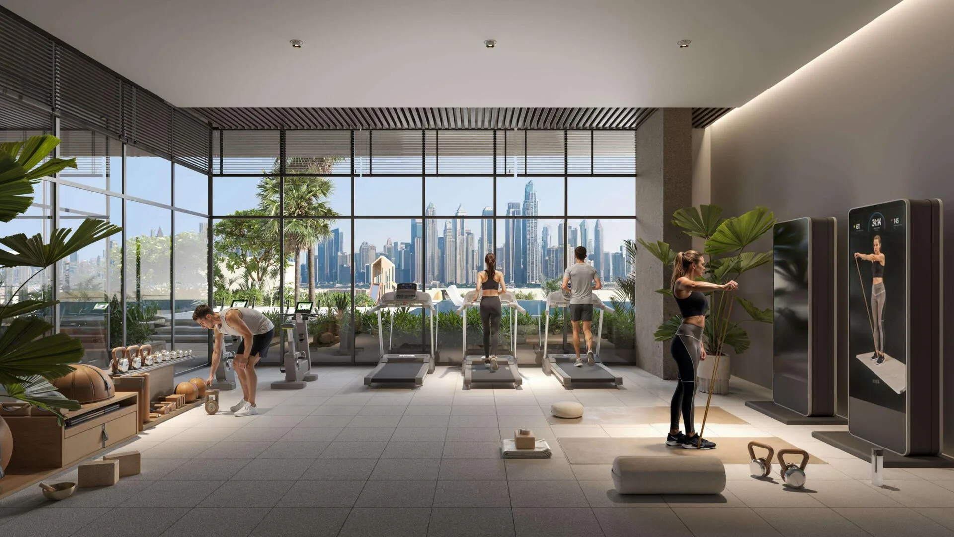AI Fitness Studio в Sky Level 1: беговые дорожки и умные зеркала