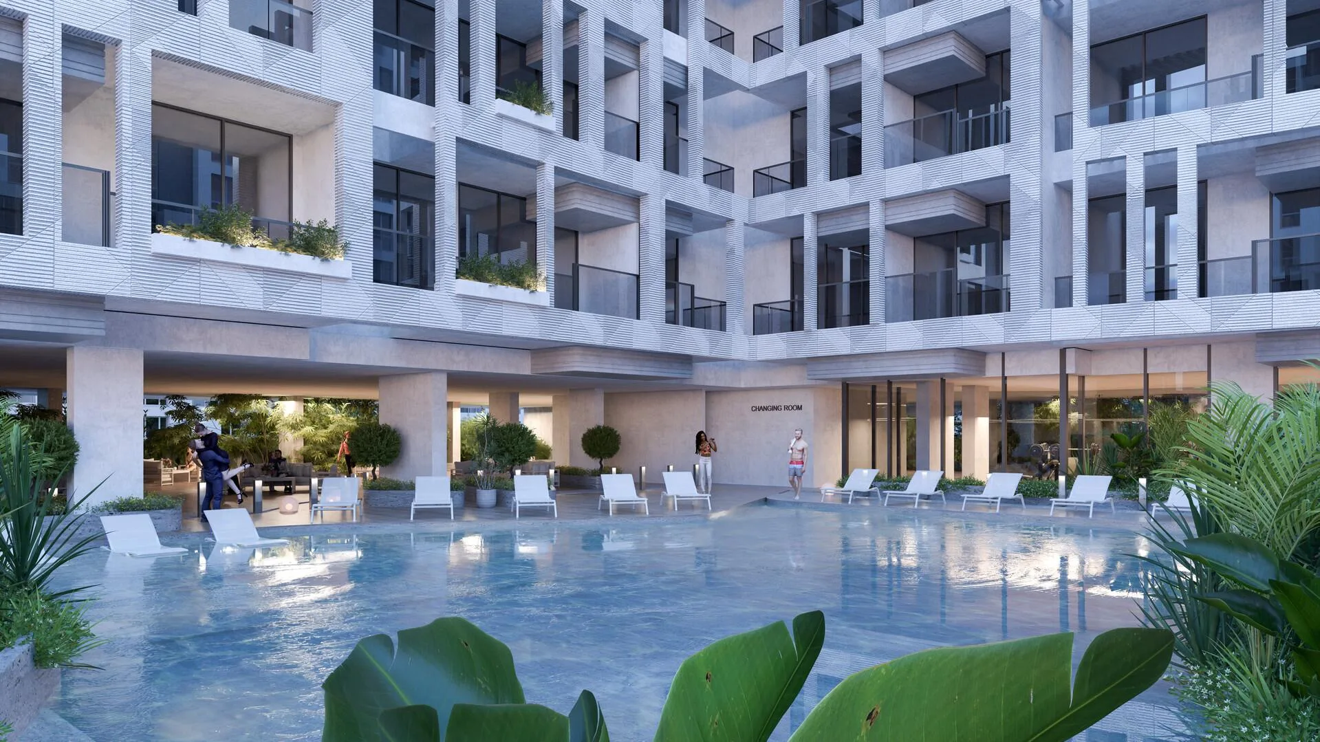 Бассейн во дворе Sky Suites