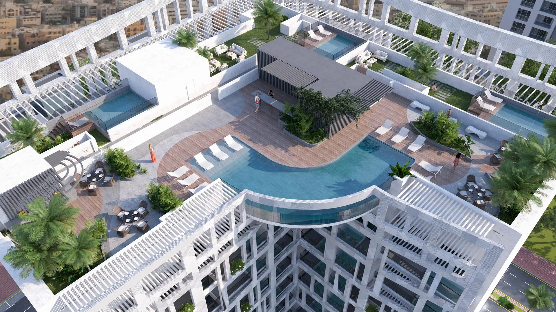 Крыша Sky Suites сверху: бассейны и террасы