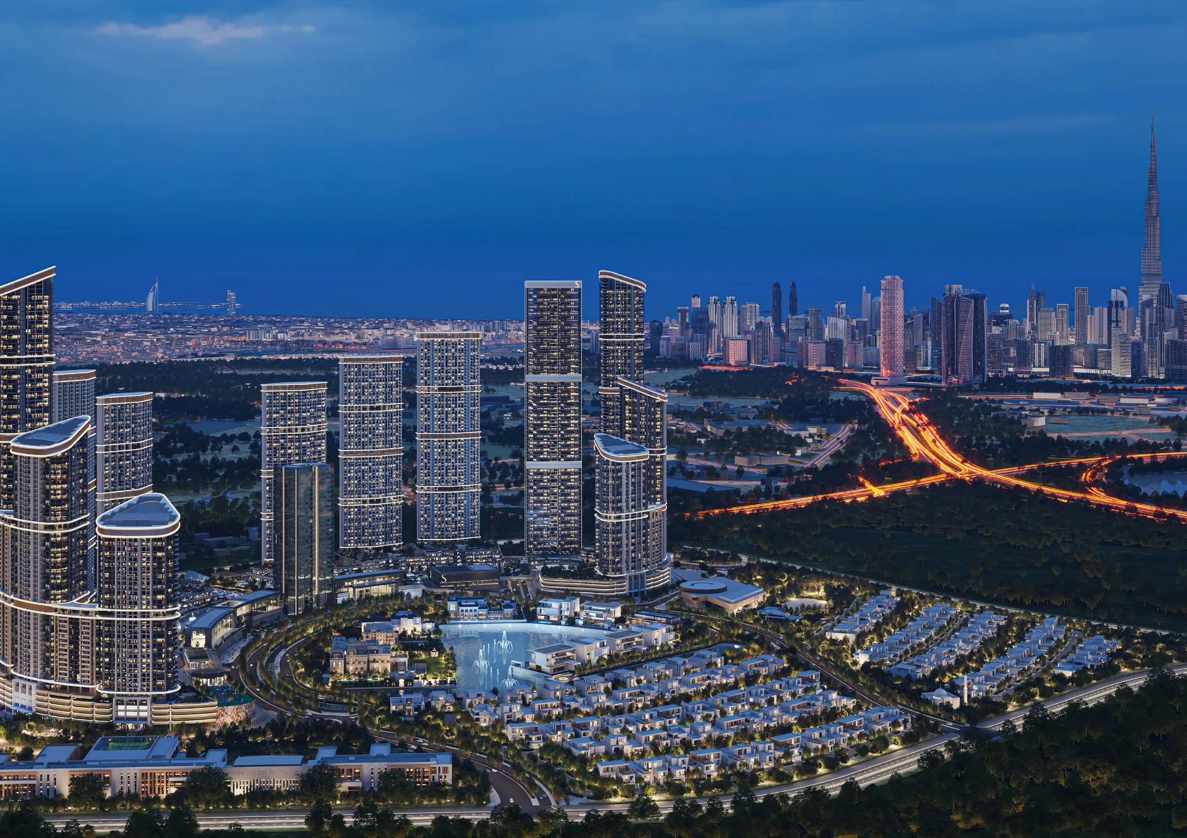 Визуализация: Sobha Hartland II ночью