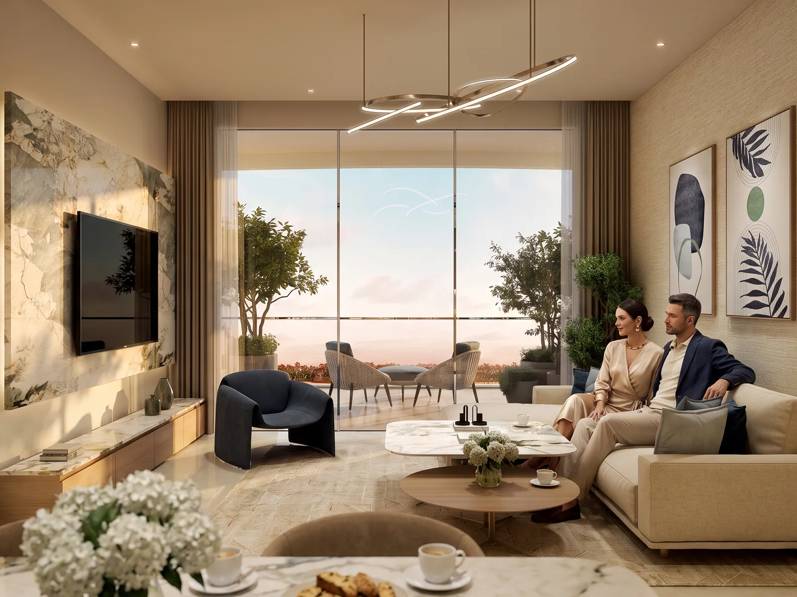 Визуализация: гостиная в квартире Sorrento Lagoon Views