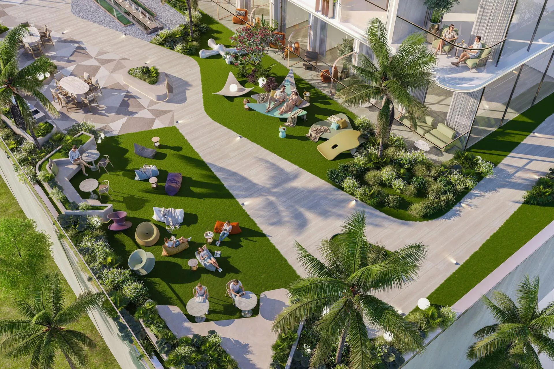 The Atelier: лужайки и дорожки на подиуме South Lofts