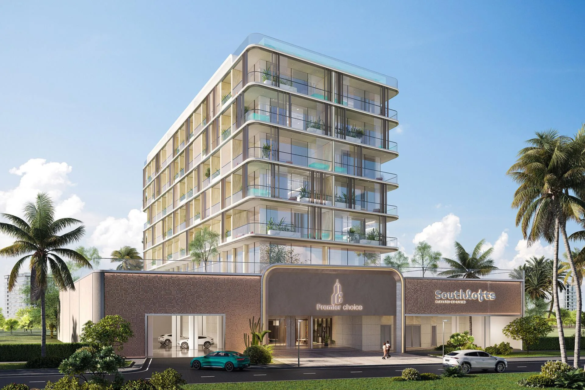 Шестиэтажный дом South Lofts днём, вид с улицы