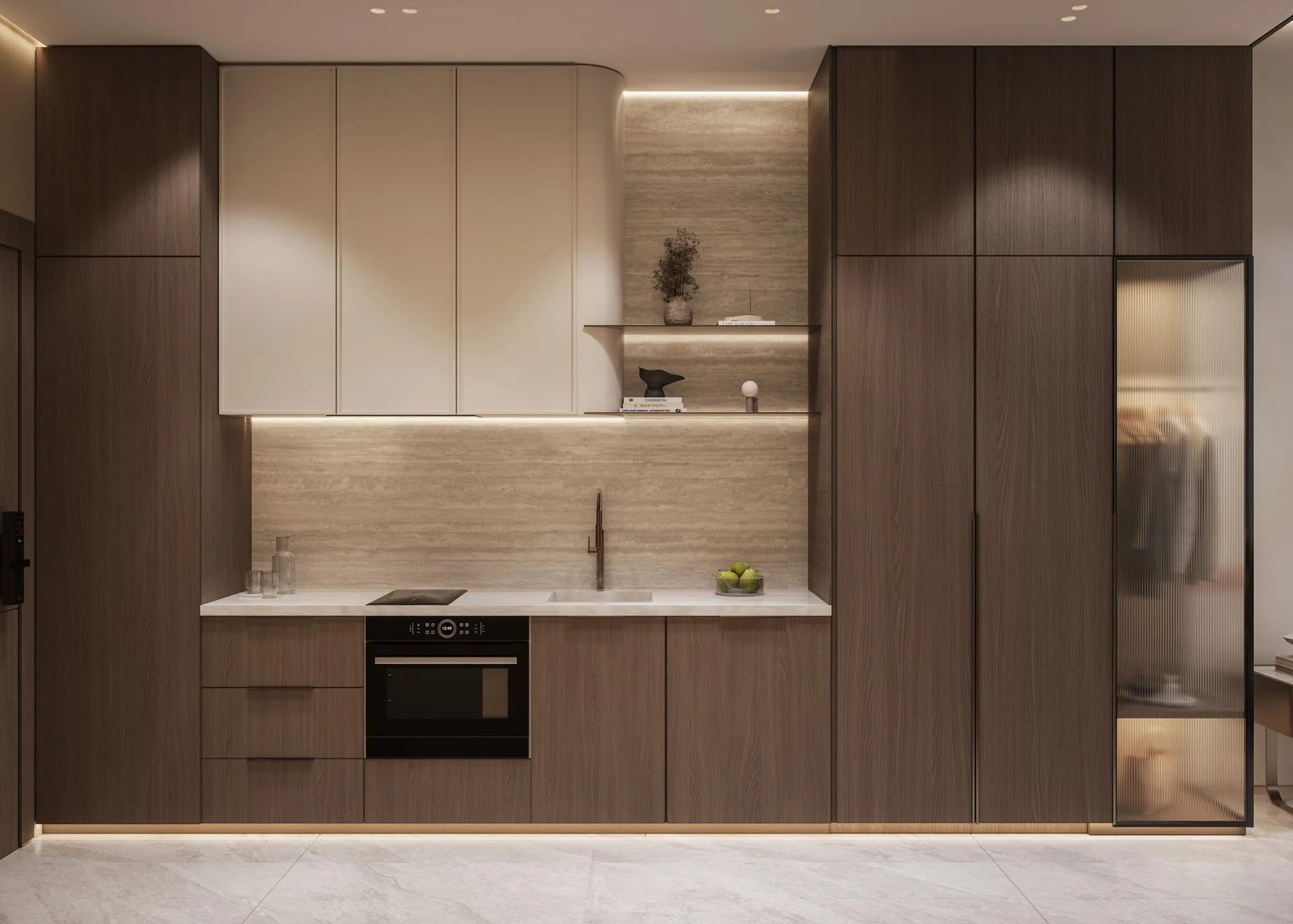 Кухня в квартире South Lofts: дерево и светлый камень