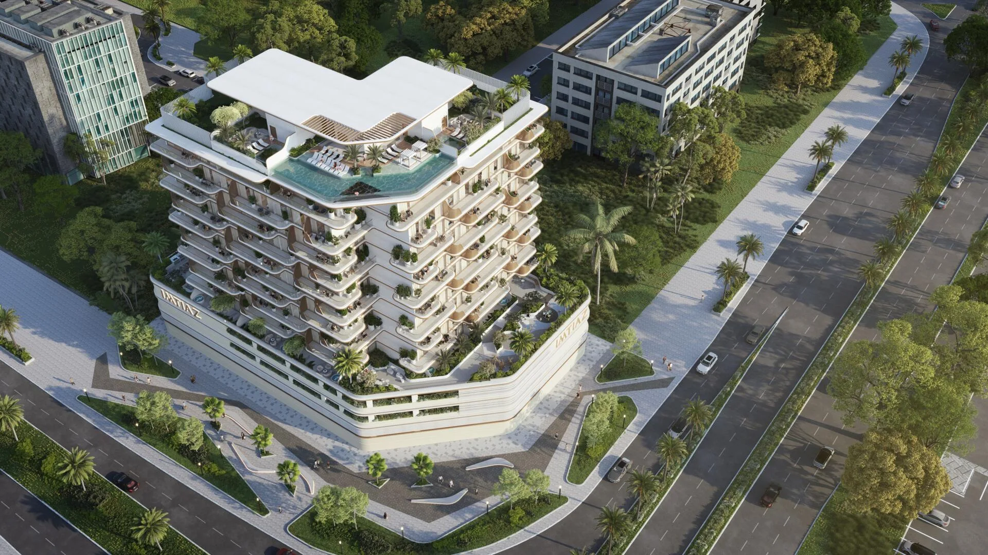 Sunset Bay Grand с высоты: терраса и бассейн на крыше