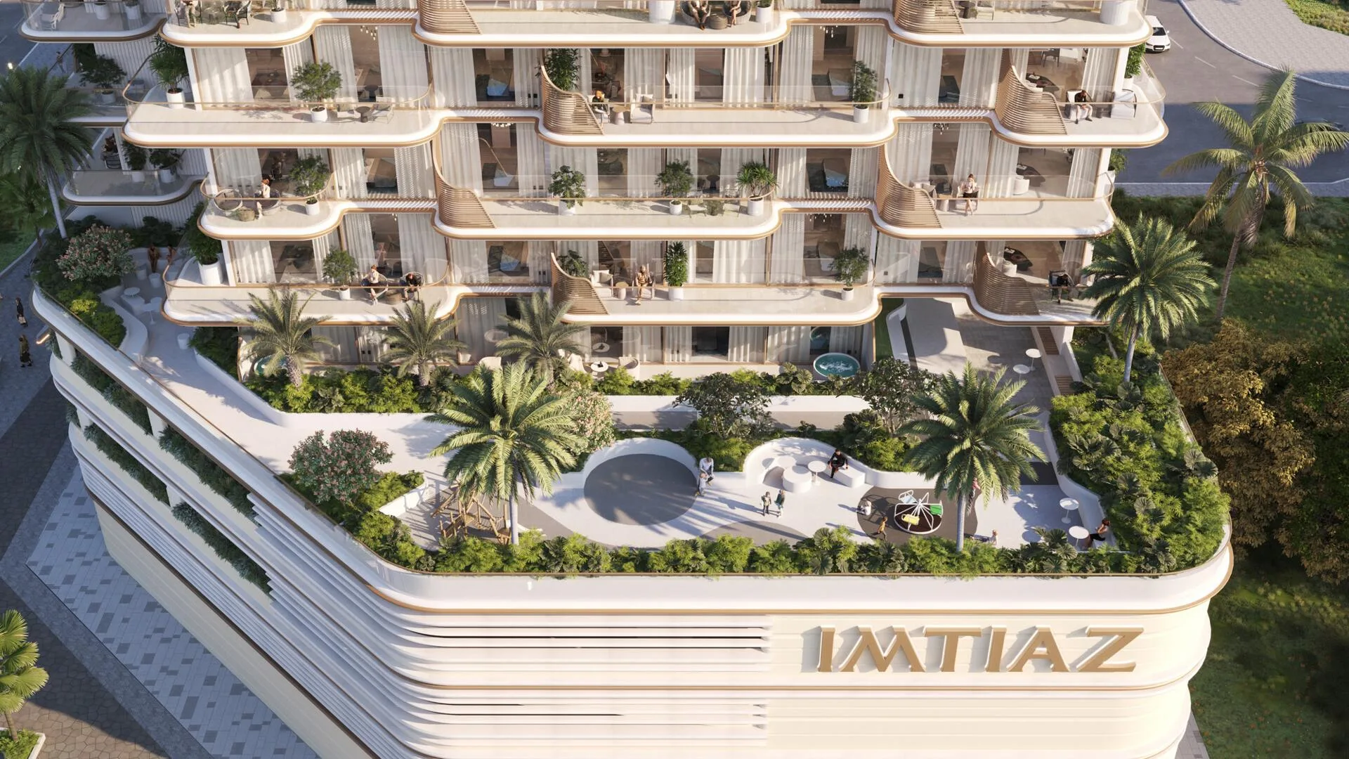 Сад и бассейн на террасе Sunset Bay Grand