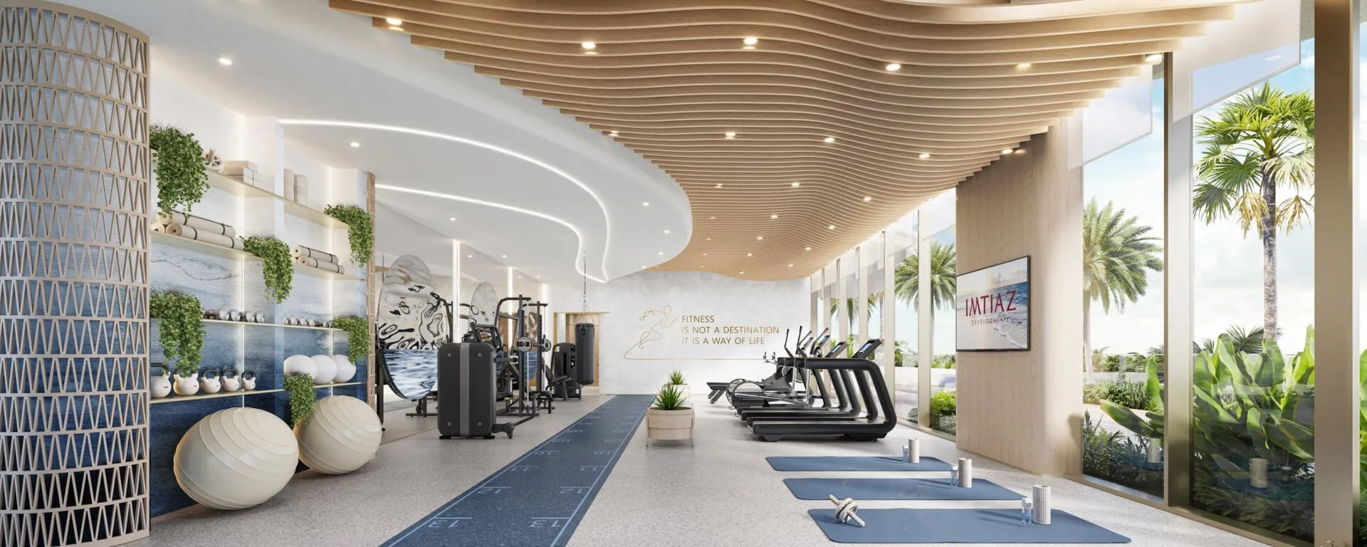 Спортзал Sunset Bay Grand с окнами на зелень