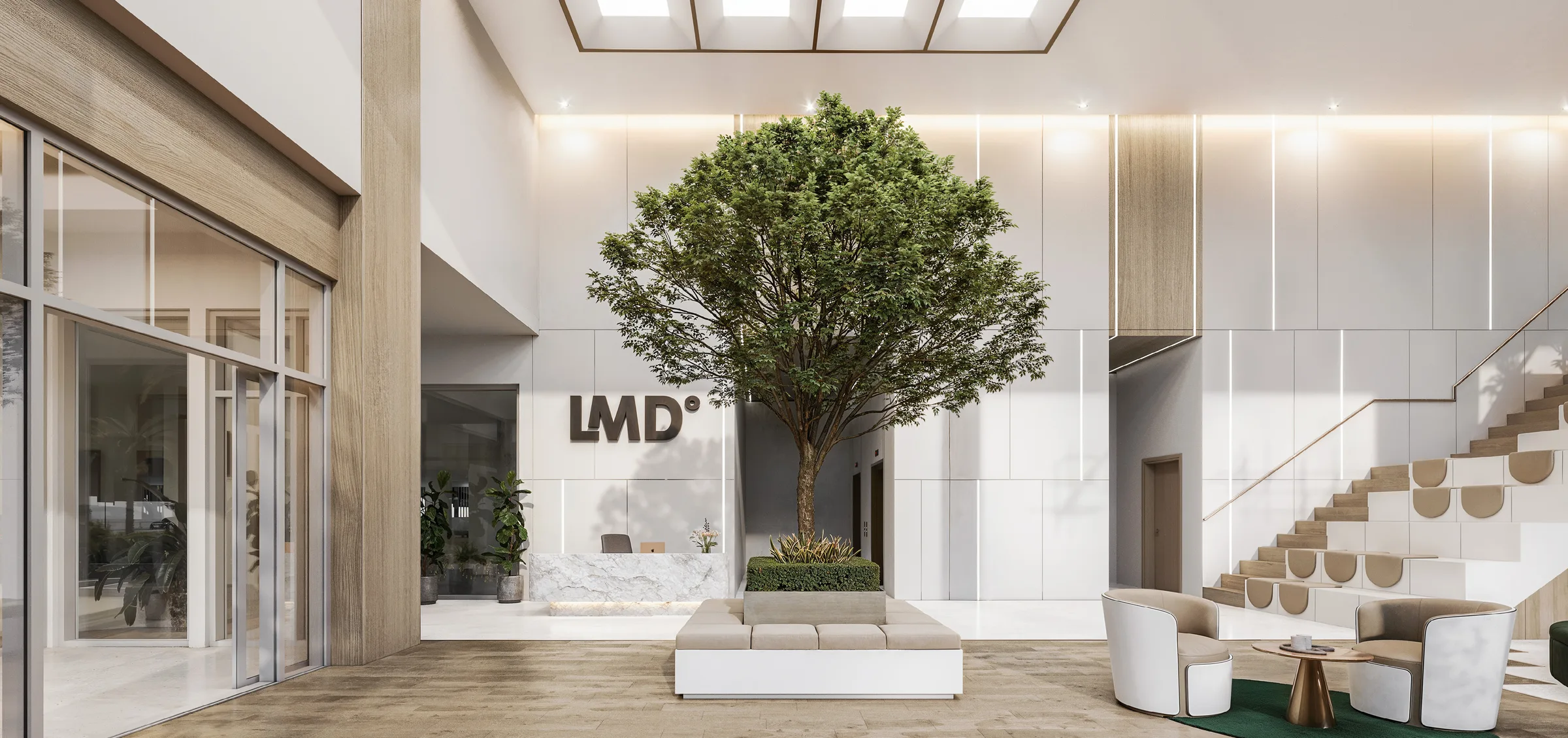 Лобби Taiyo Residences с логотипом LMD