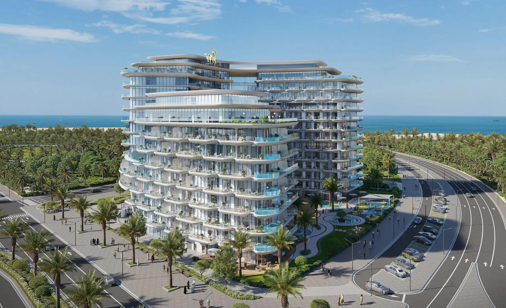 Изогнутые корпуса Taj Wellington Mews на фоне моря