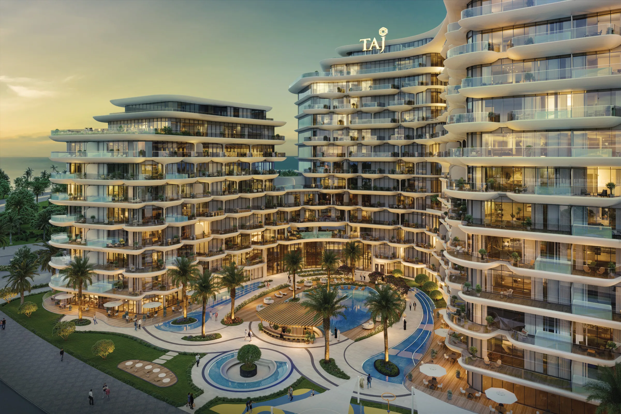 Двор Taj Wellington Mews с круглым фонтаном и бассейном