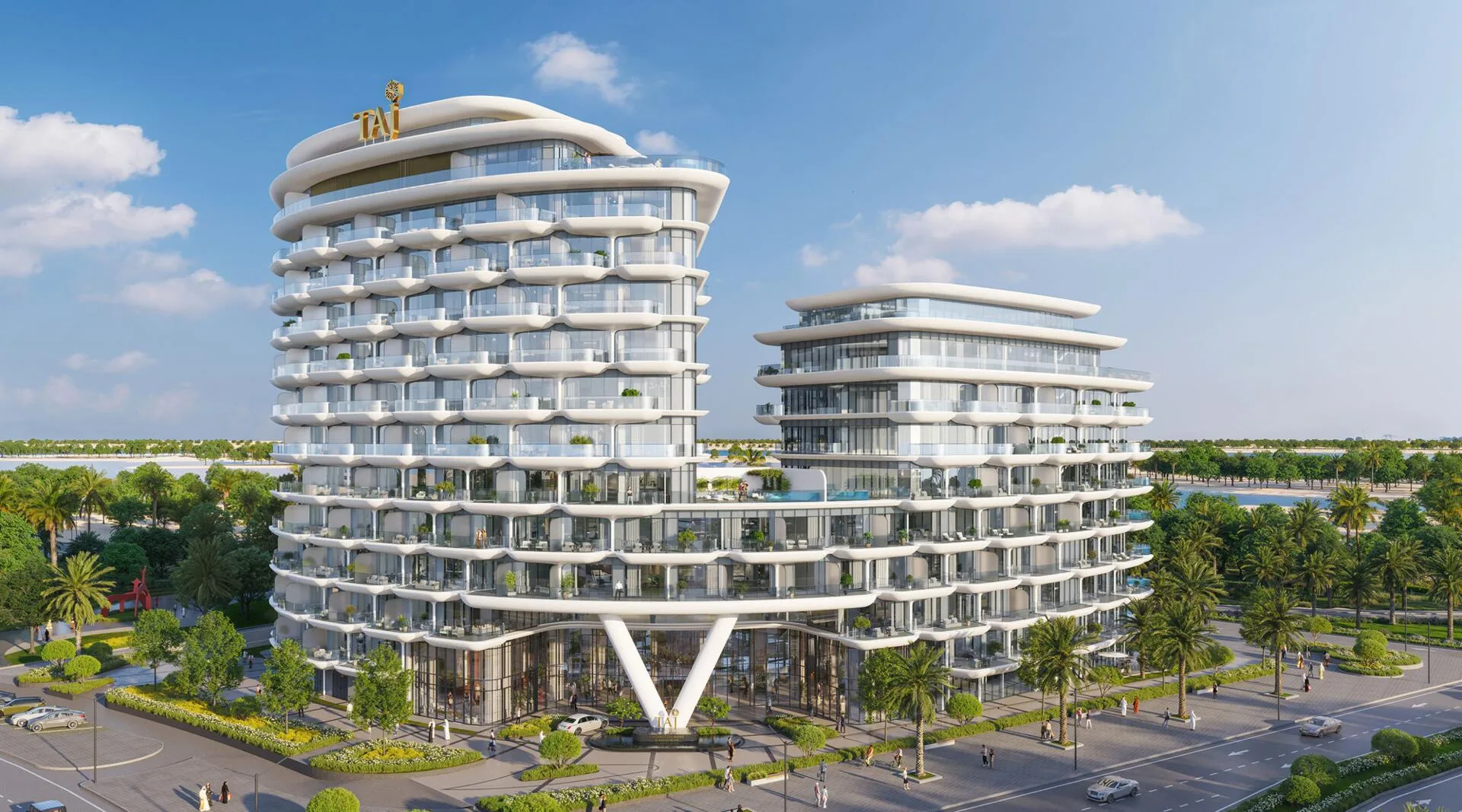 Белый фасад Taj Wellington Mews с балконами днём