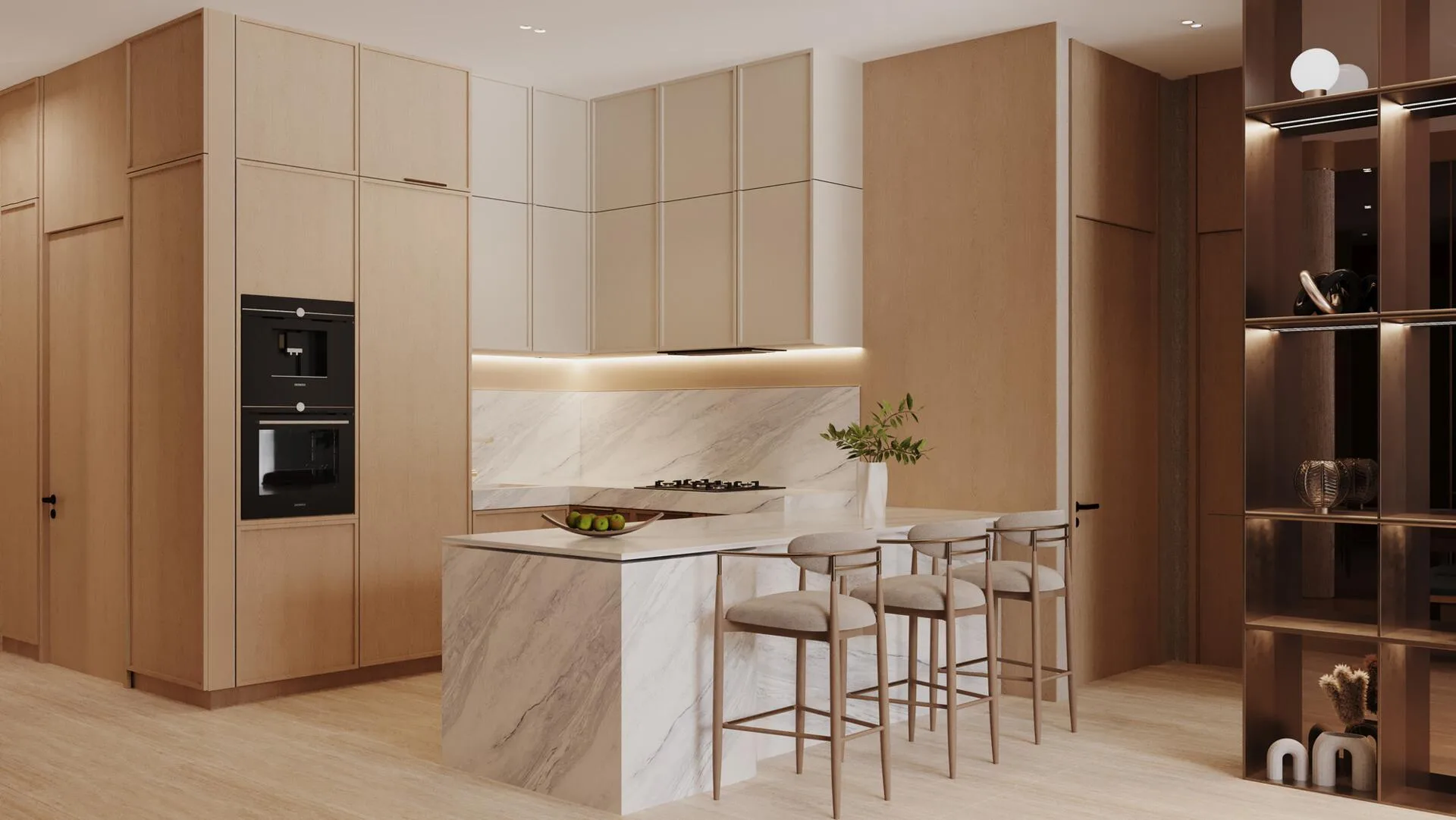 Кухня с островом в квартире Taj Wellington Mews