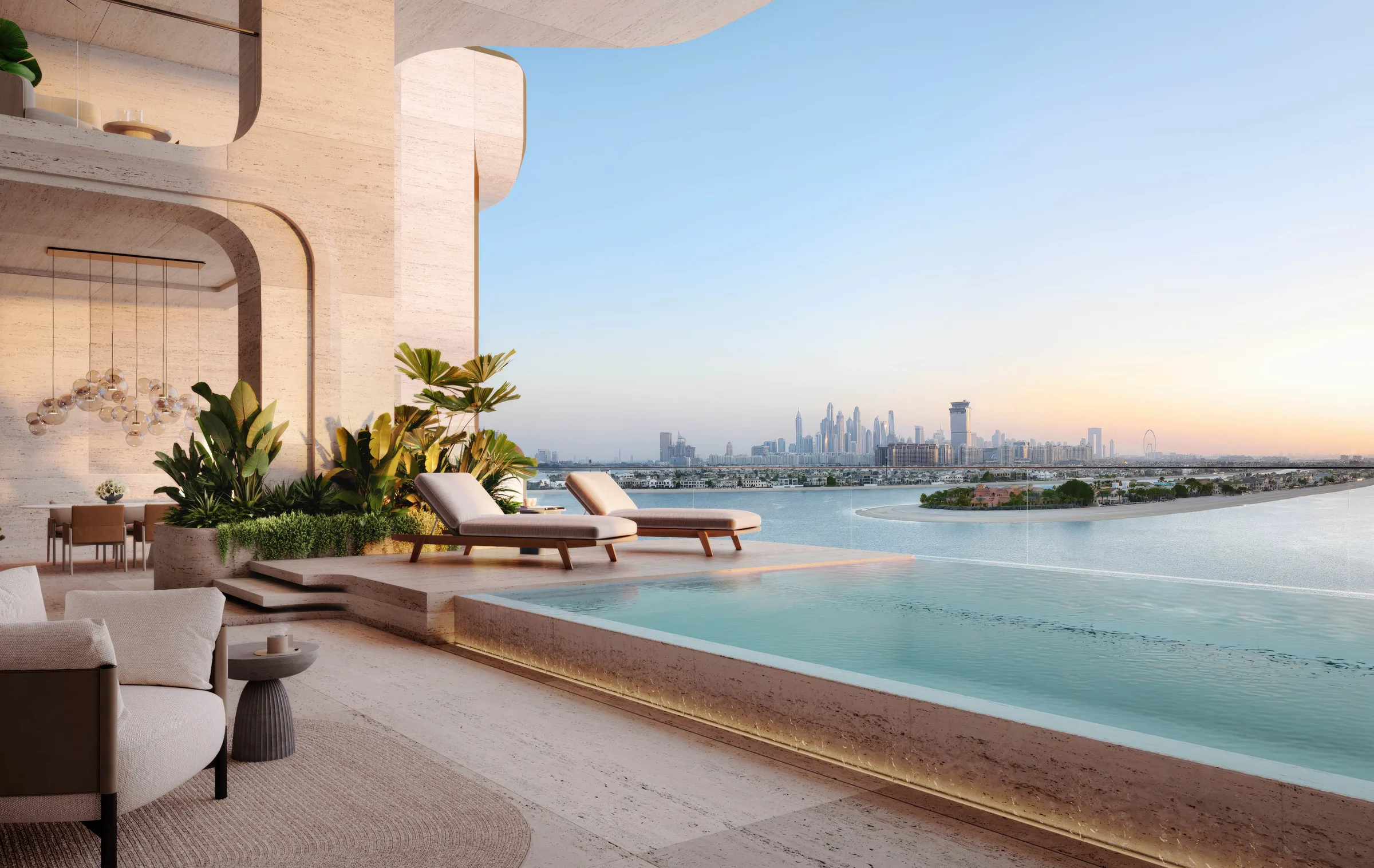 Бассейн на террасе The Alba Residences с видом на Марину