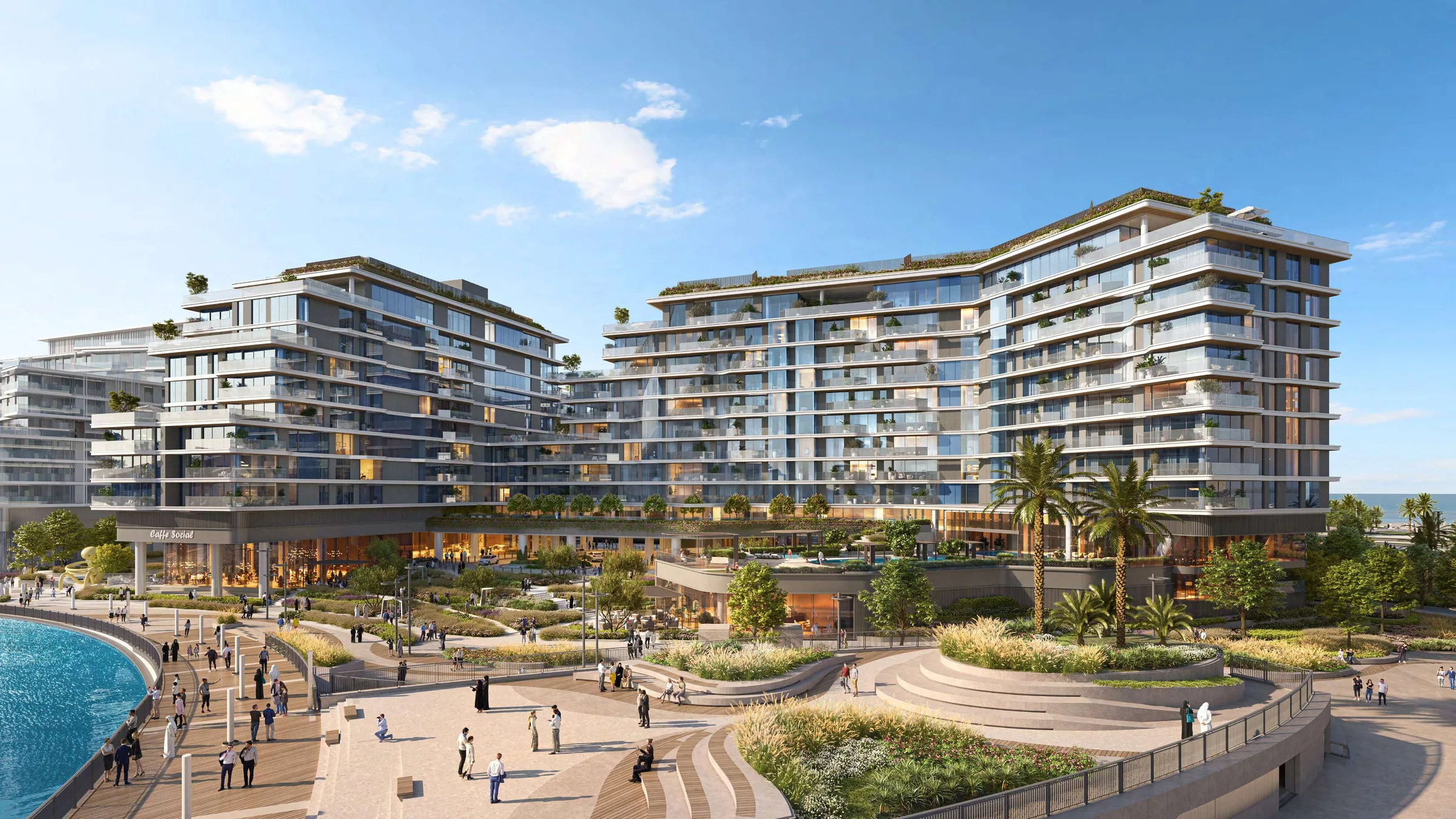 The Source II днём: дом с террасами над площадью Saadiyat Grove
