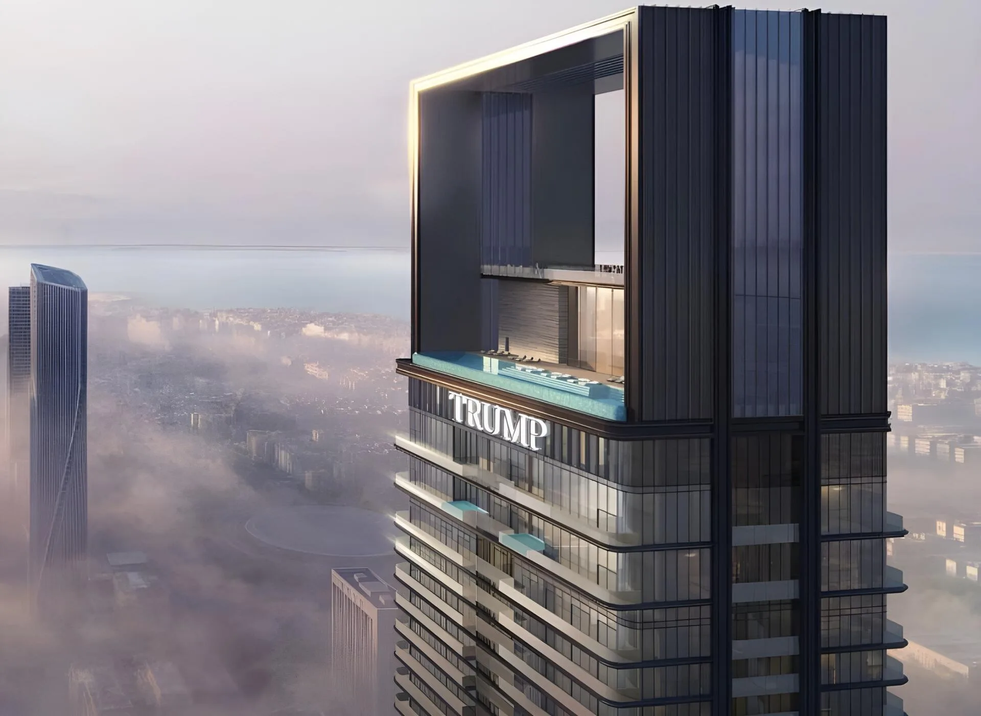 Верх башни Trump над облаками