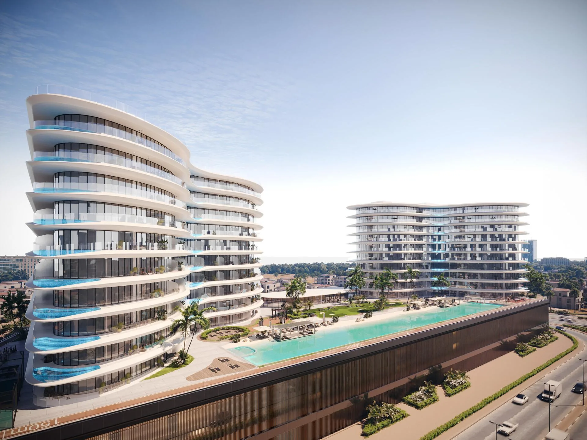 Башни Trussardi Residences Phase II и бассейн сверху