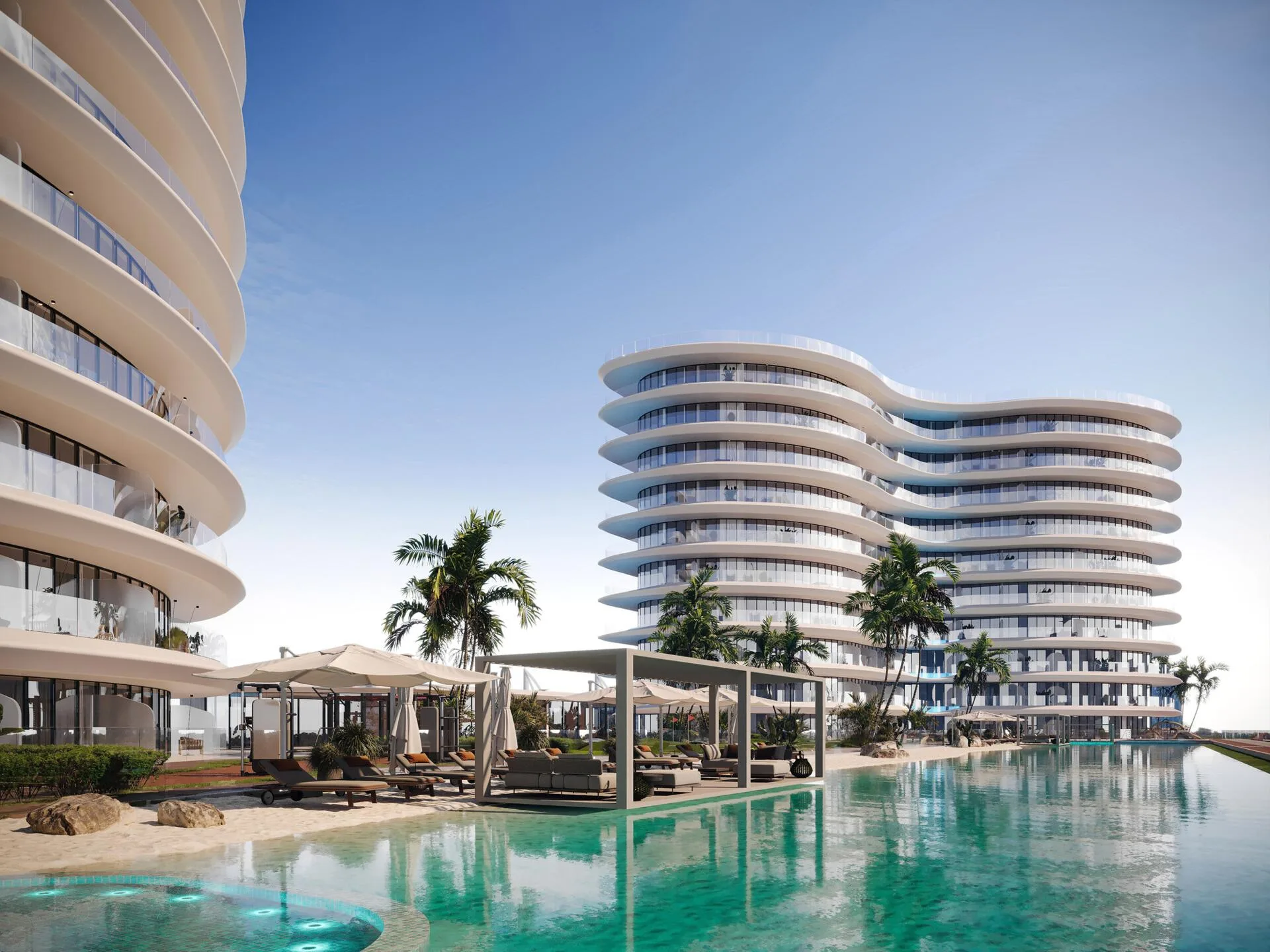 Кабаны и шезлонги у бассейна Trussardi Residences Phase II