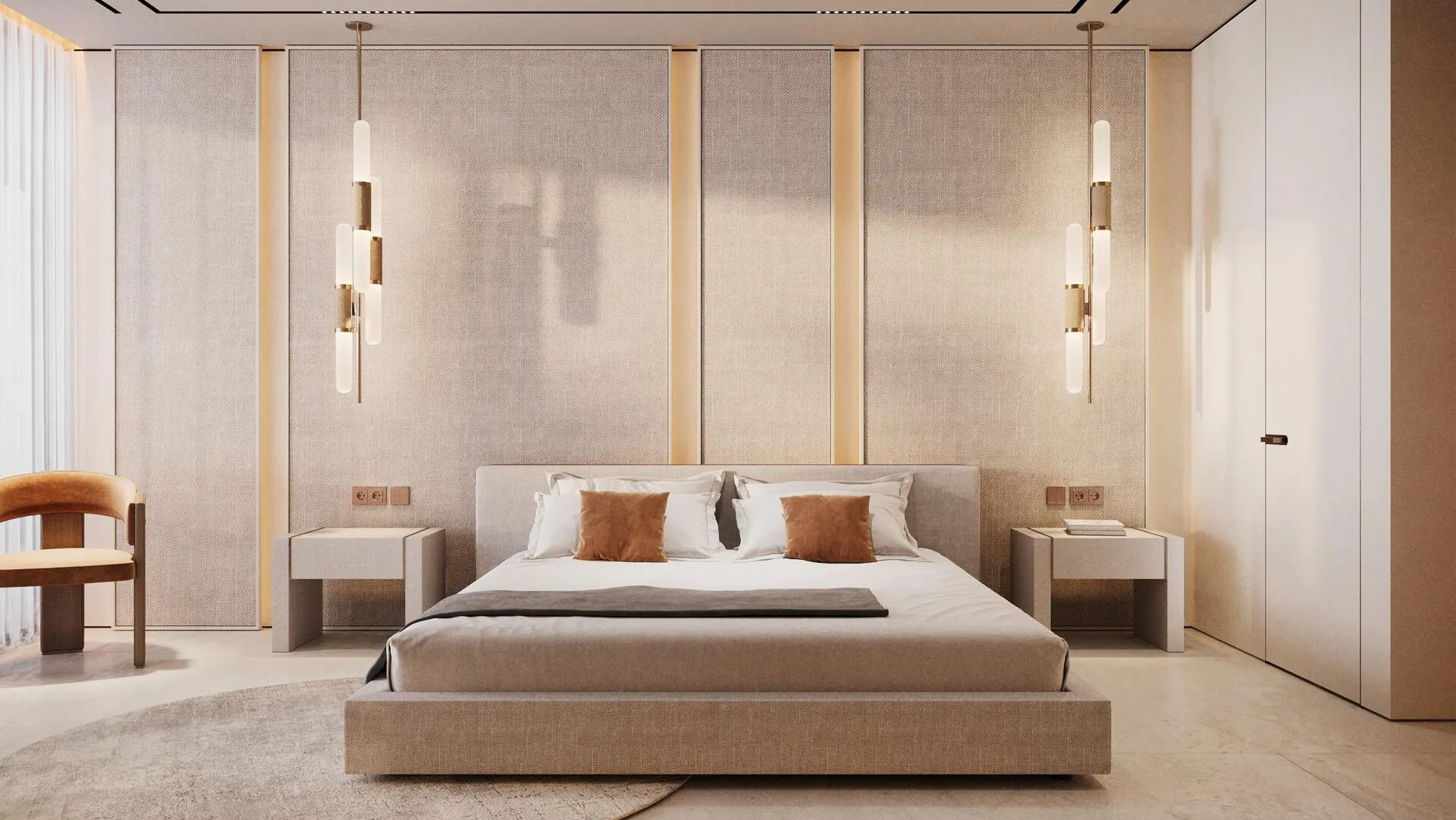 Студия Trussardi Residences Phase II: кровать и мягкие стены