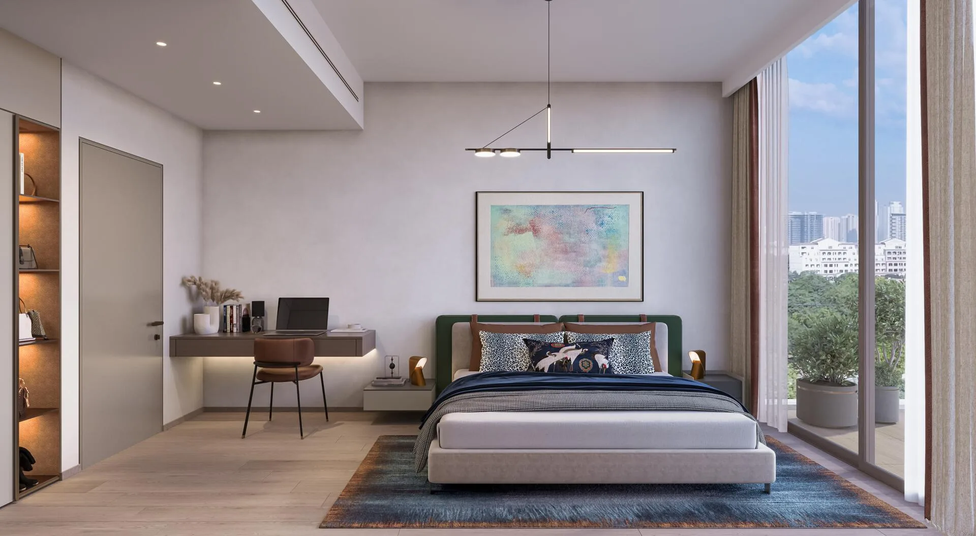 Спальня в квартире Velos Residences