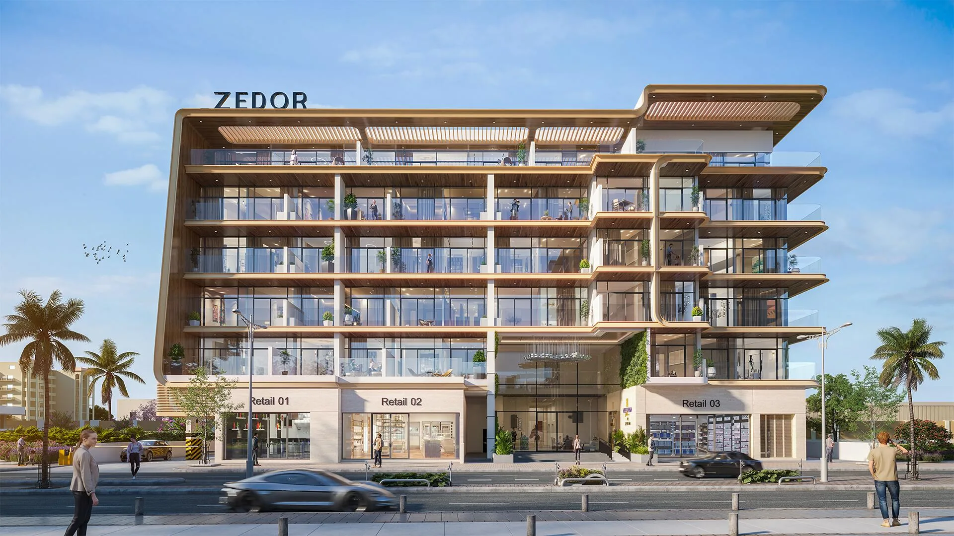 Фасад Ventana Residences с магазинами на первом этаже