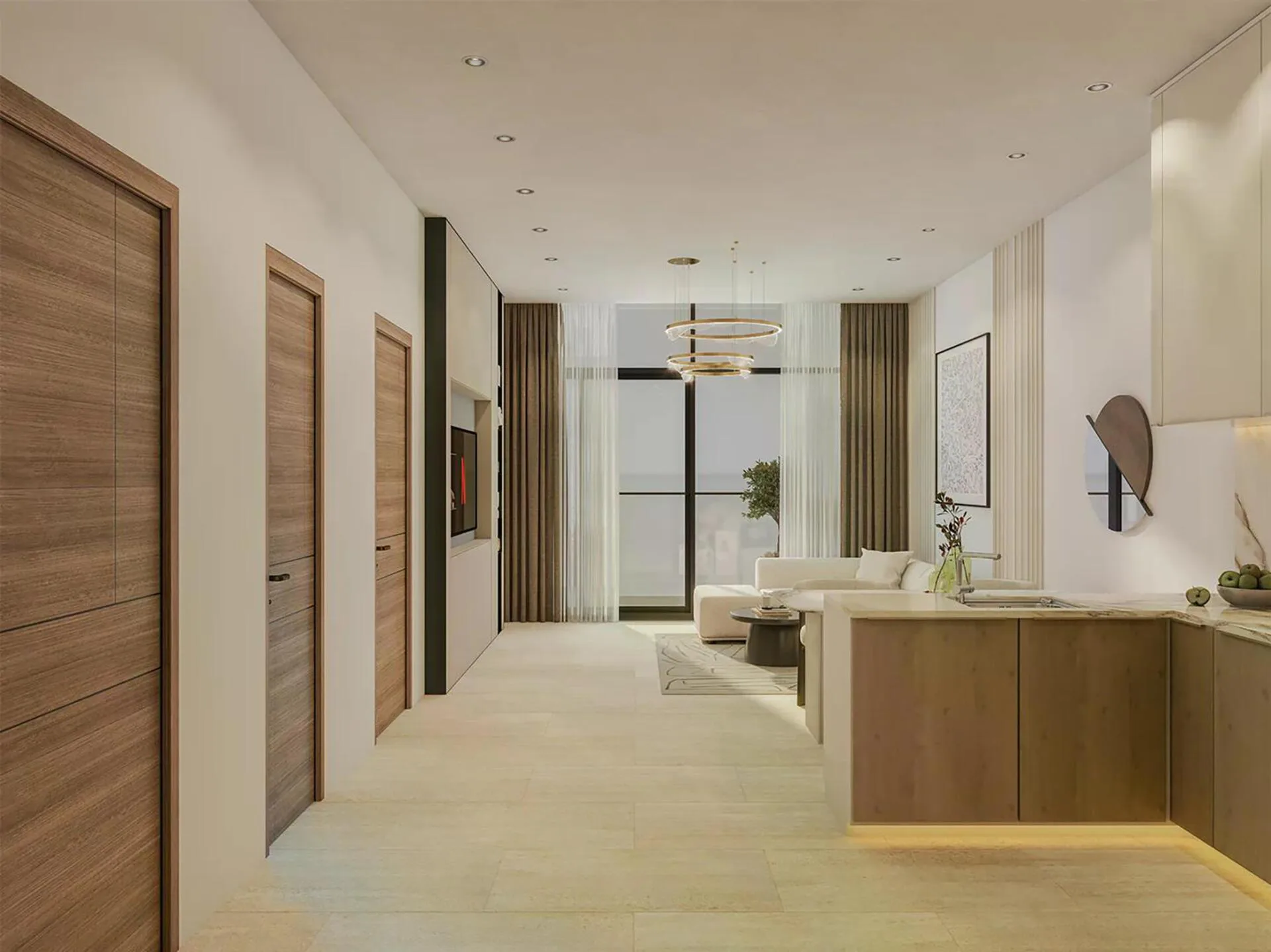 Кухня и гостиная в квартире Ventana Residences