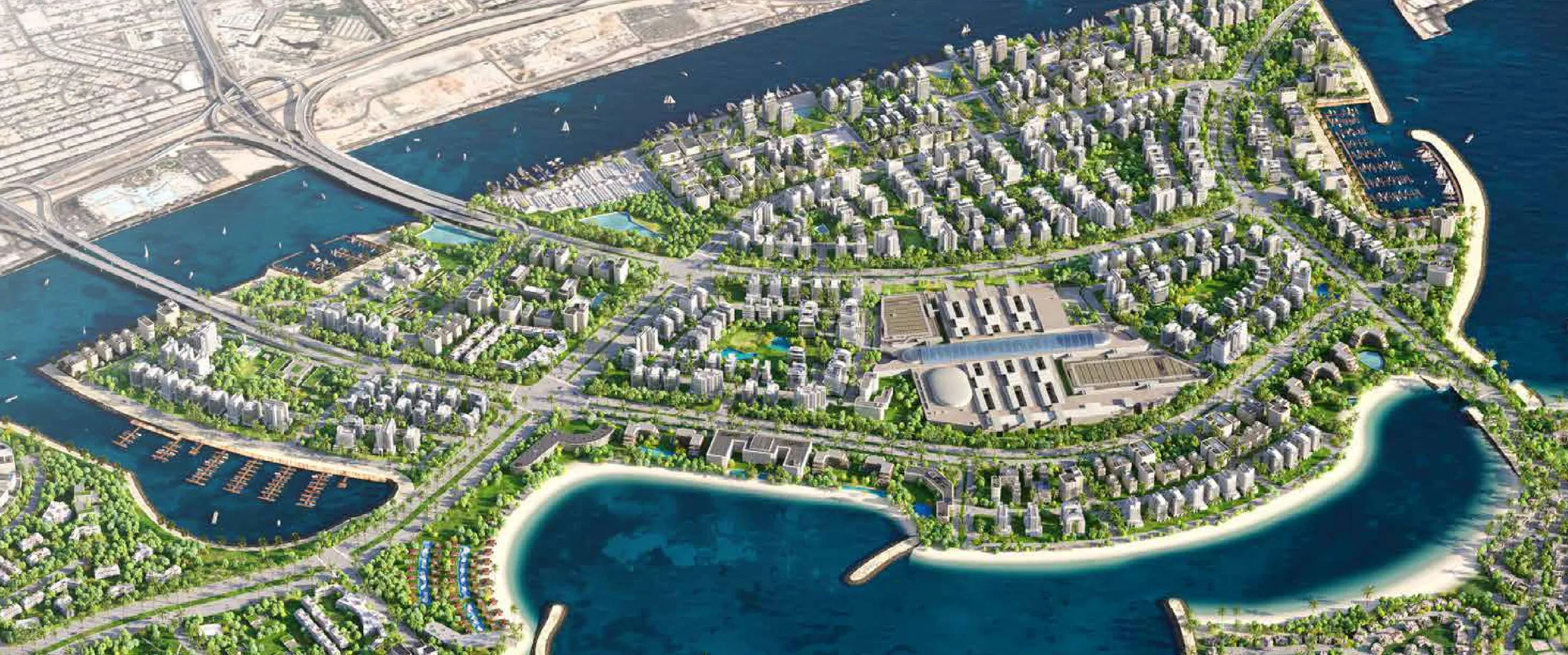 Dubai Islands с высоты: пляжи, марины и кварталы острова