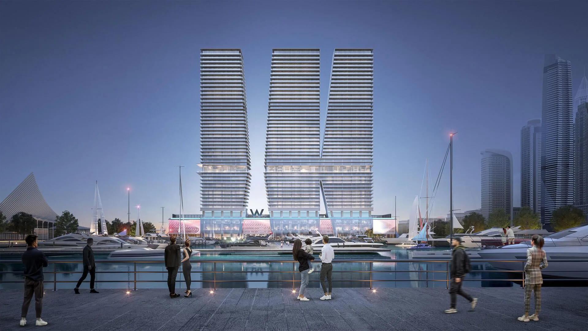 Набережная у марины перед башнями W Residences